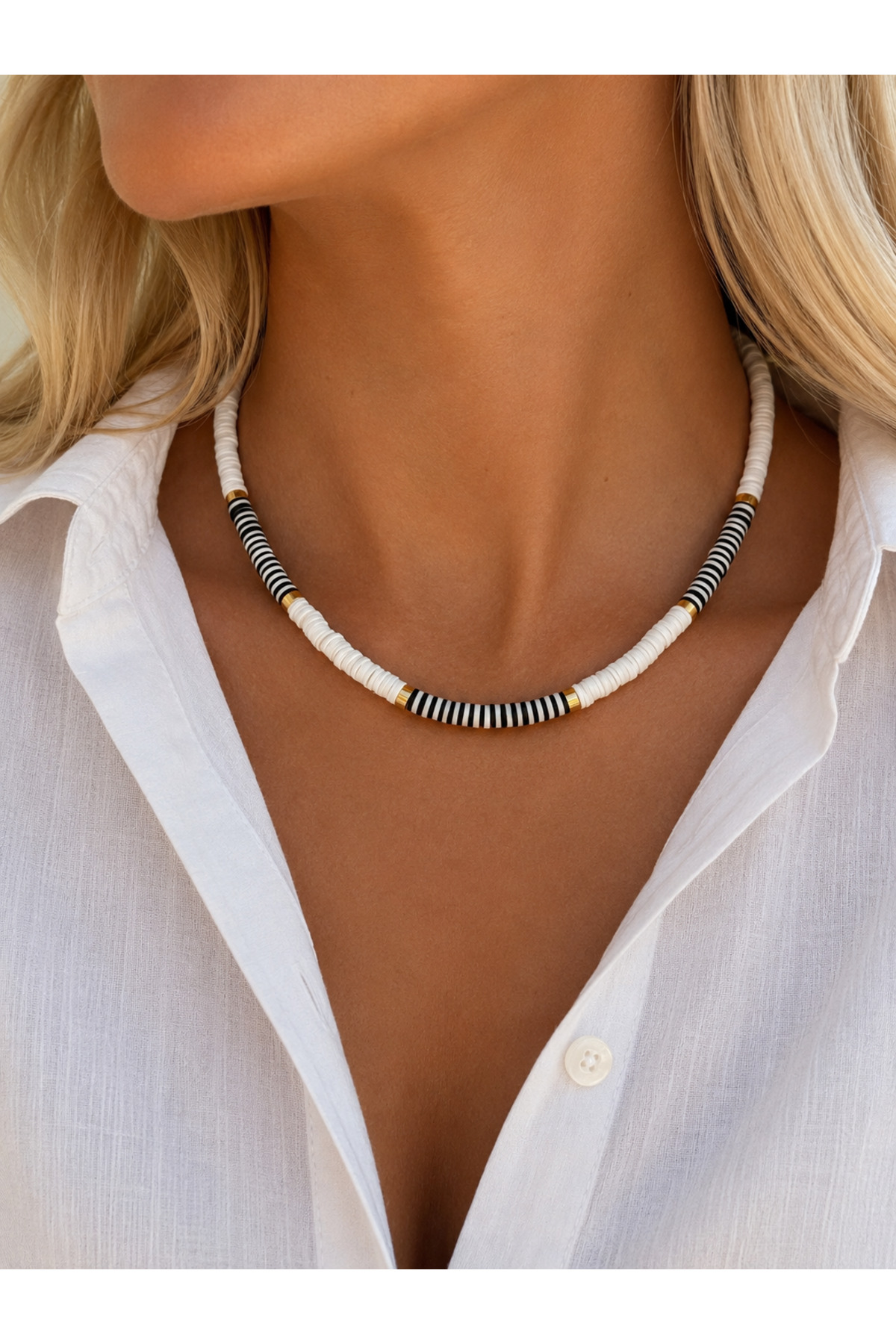 Black and White Fimo Necklace | Women's Bijouterie Necklace