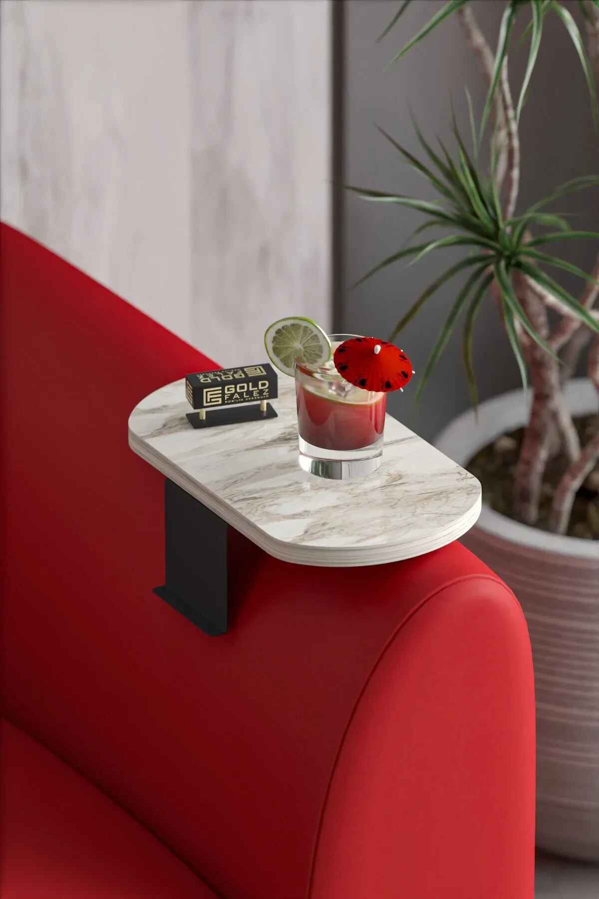 Ikili (2 Adet) Yan Sehpa Ayarlanabilir Tepsi Dekoratif Modern Tepsi Oval görsel 3