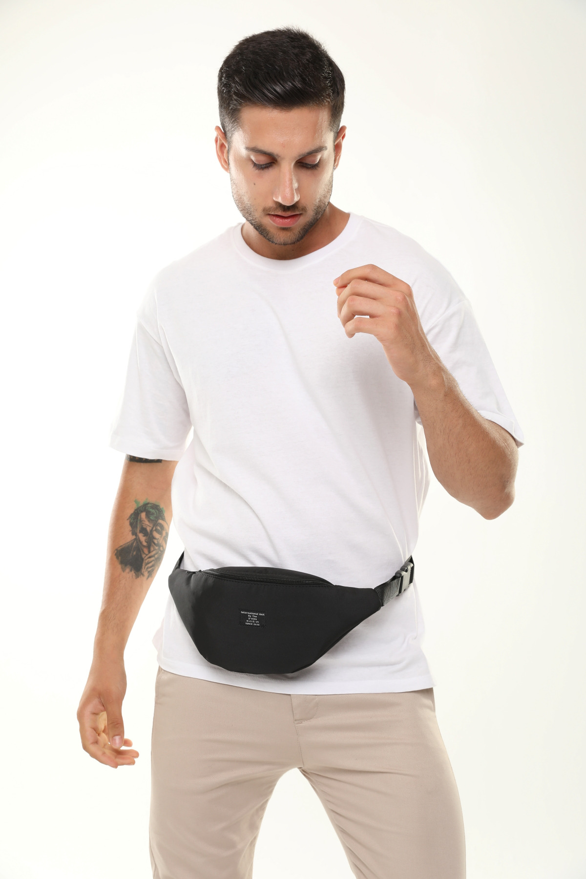 D'VERS Unisex Siyah Su Geçirmez Kumaş Özellikli Bel Ve Omuz Çantası görsel 4