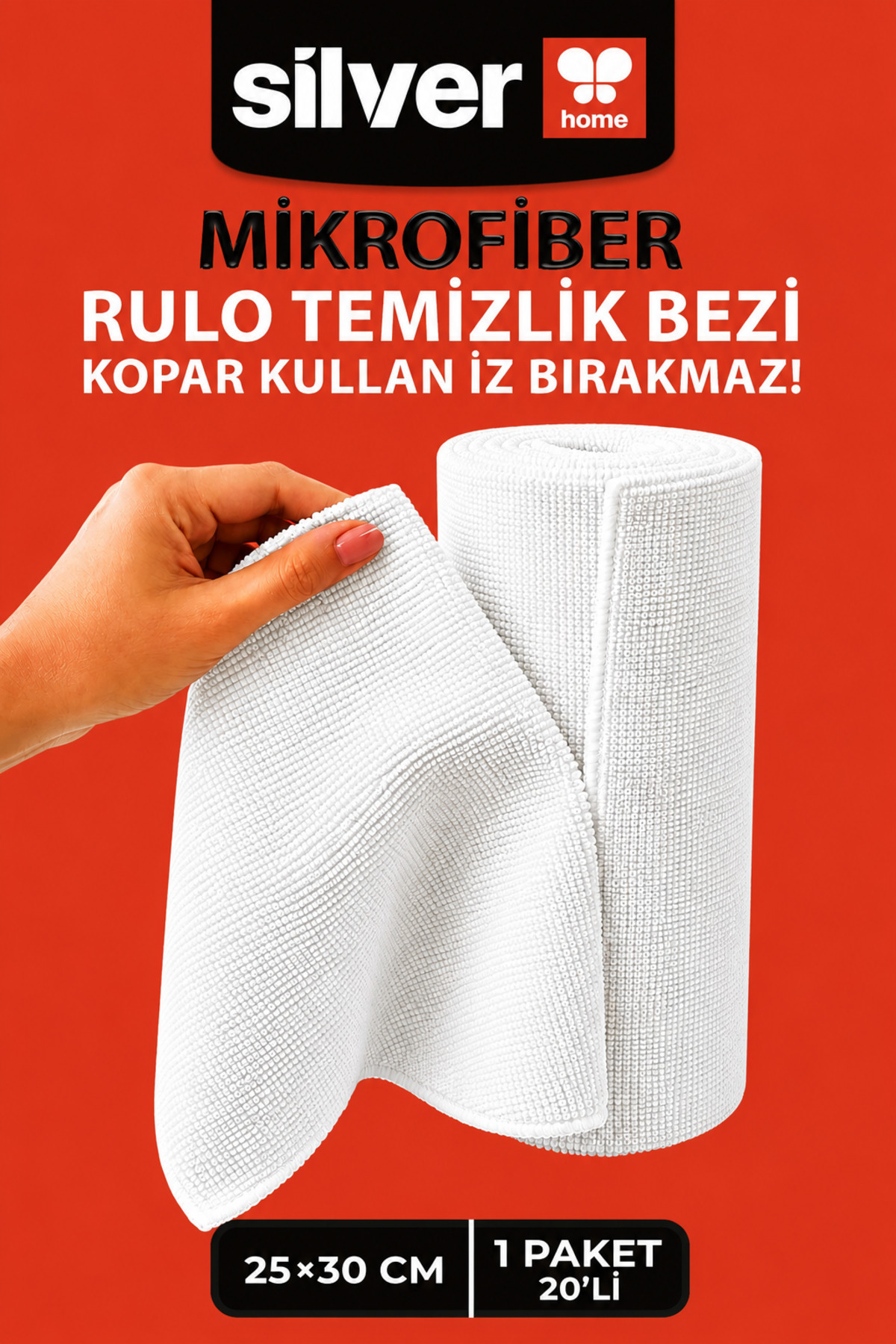 SİLVER HOME 20-komadna rola mikrofibre krpe za čišćenje 25x30 cm višenamenska...