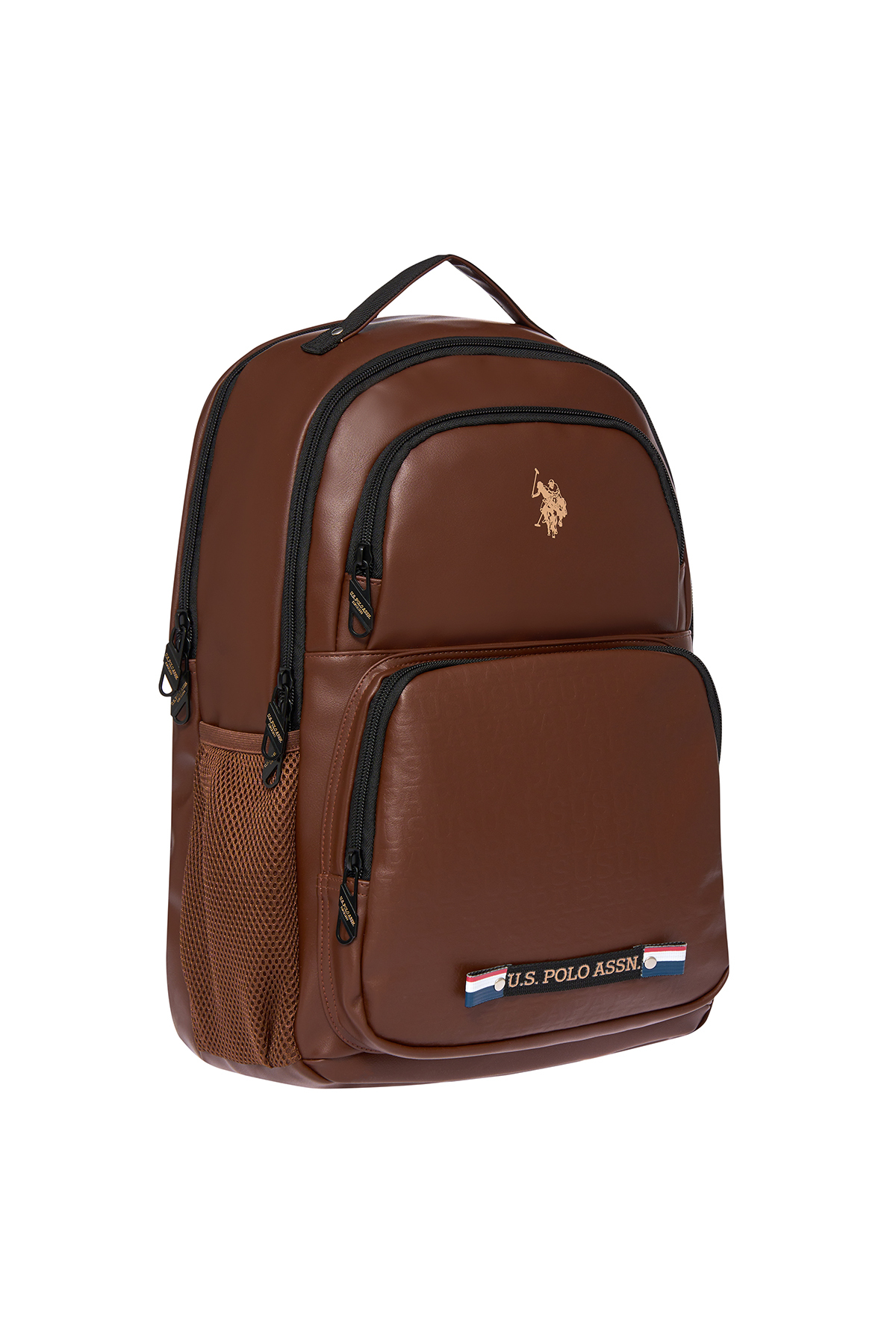 U.S. Polo Assn. 24424-24426 Unisex Vegan Sırt Çantası Okul Çantası Seyahat Kamp Çantası KAHVERENGİ görsel 4