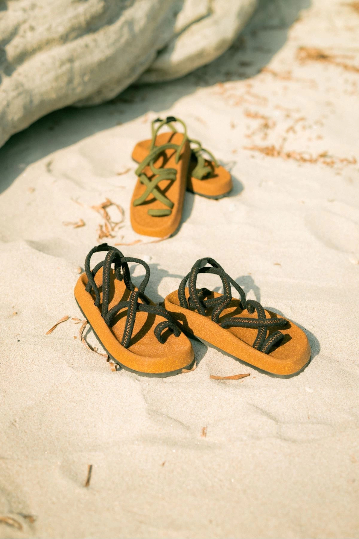 by selvi Lukka Shoes Enrico Siyah Doğal Pamuk İp Halat Erkek Sandalet görsel 3