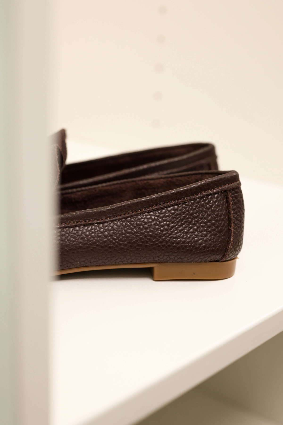 by selvi Lukka Shoes Hakiki Deri Kadın Abay Acı Kahve Saraçlı Babet görsel 2