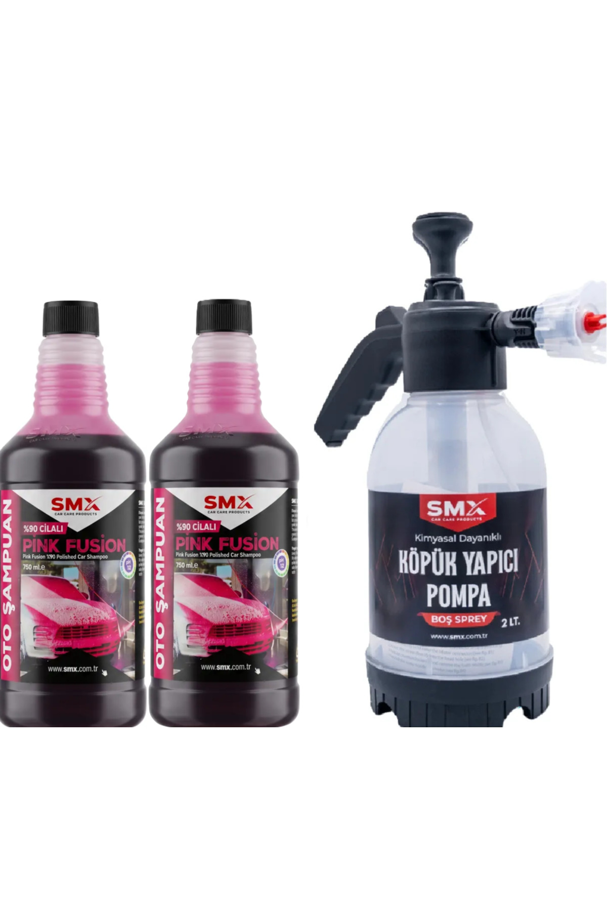 SMX %90 cilalı Pink Fusion Oto Şampuanı 750 ml 2adet ve Köpük