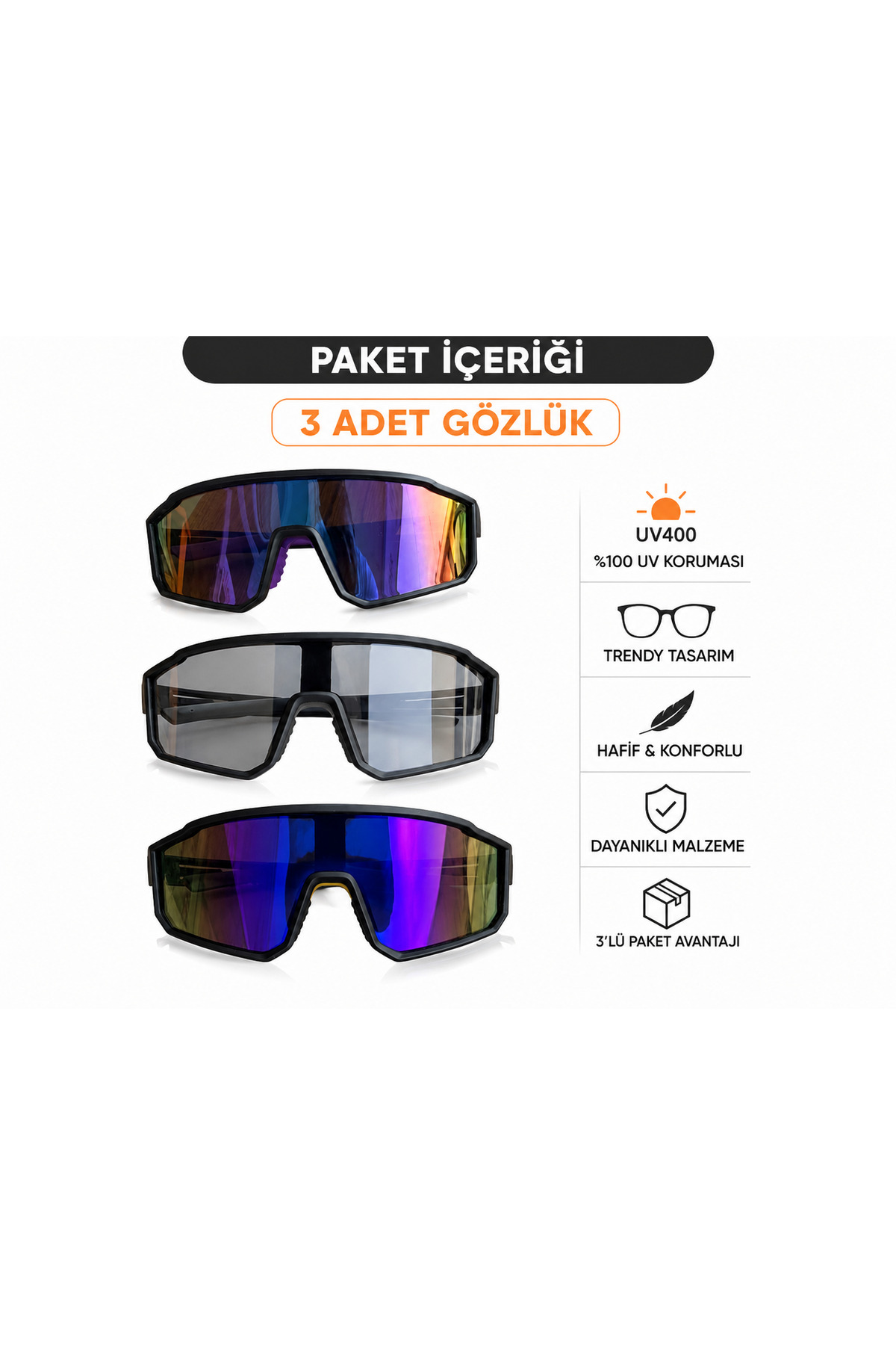 Outdoor Sporları Gözlüğü ''3 adet''