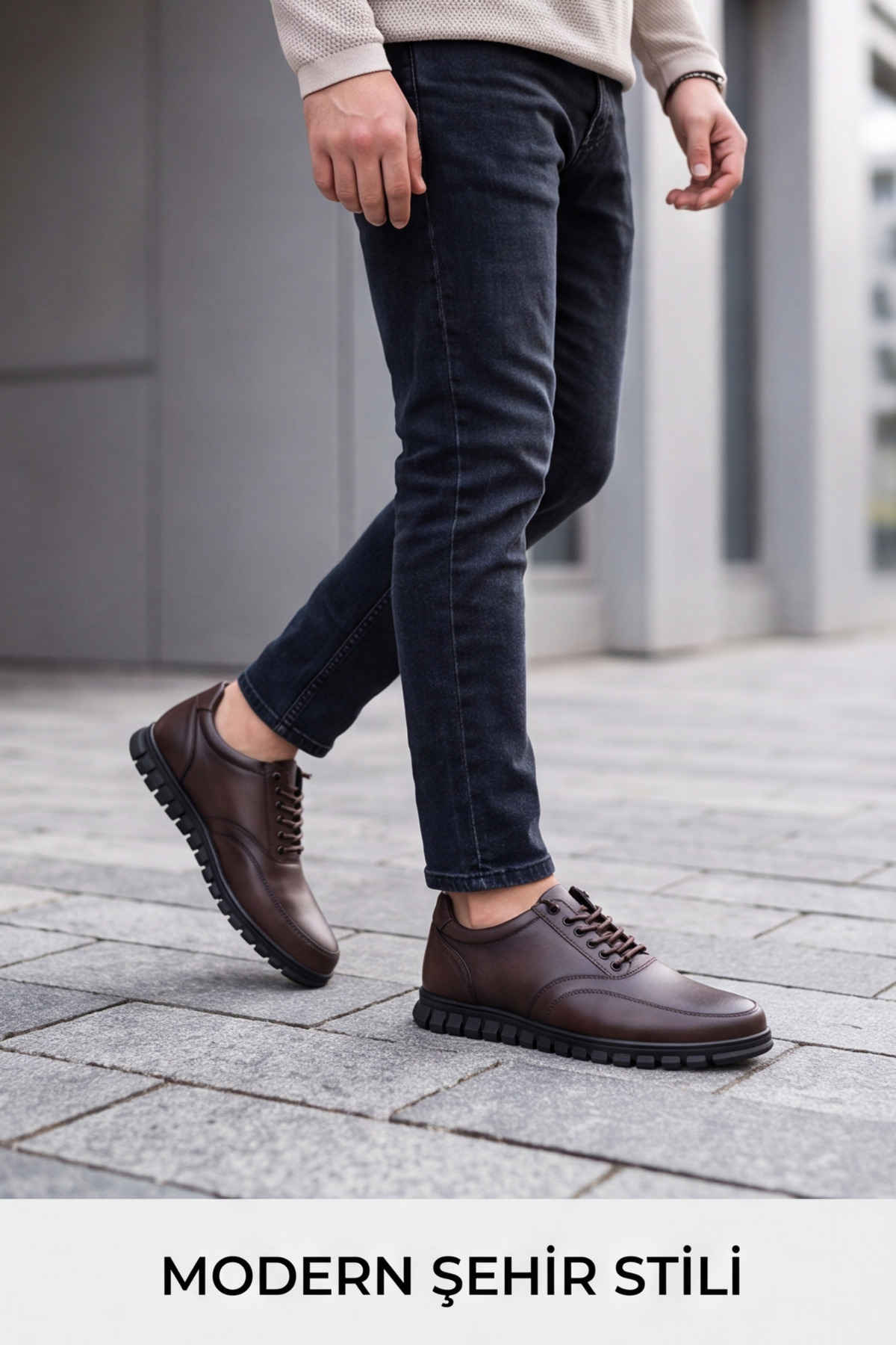 Liarca Brown Black, Elastik Bağcıklı Esnek Hafif Taban Günlük Comfort Erkek Casual Spor Ayakkabı görsel 4