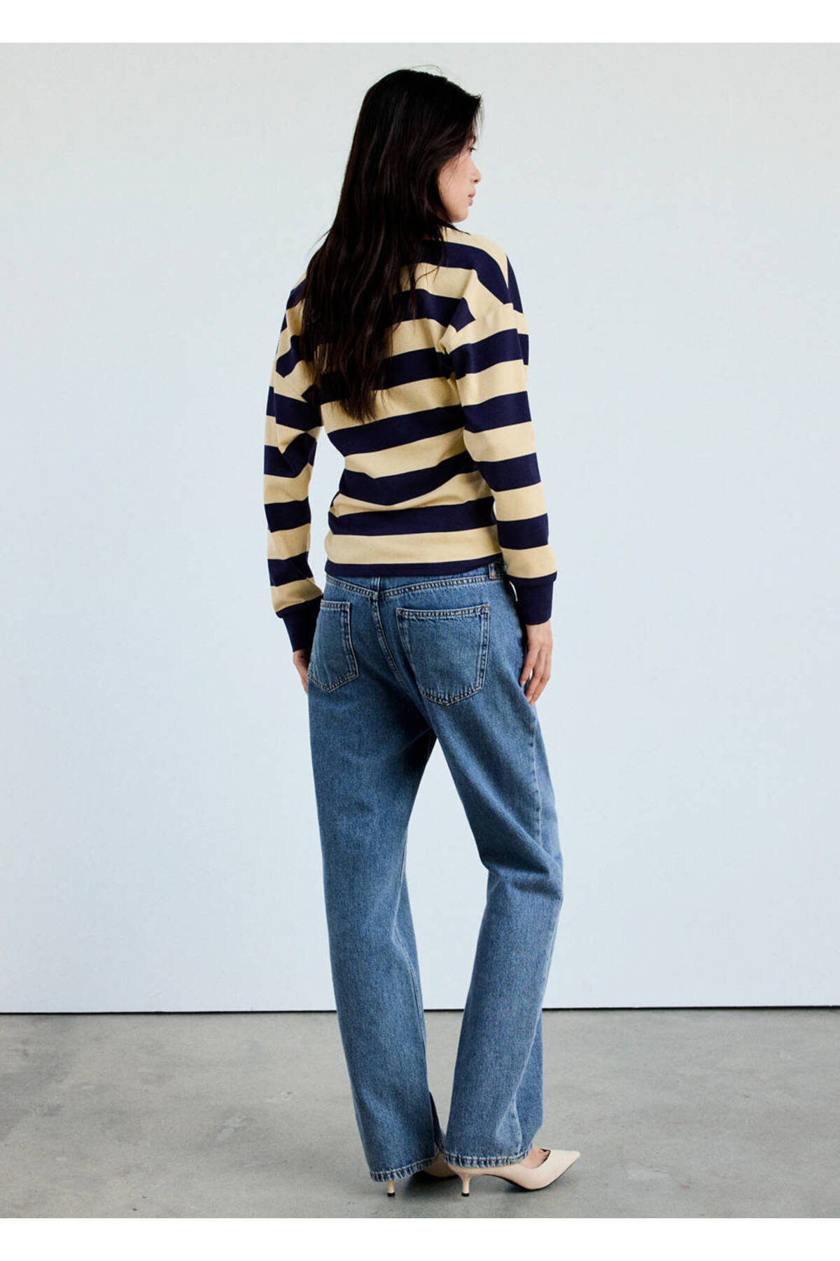 MANGO Woman Çizgili polo yaka kazak görsel 4