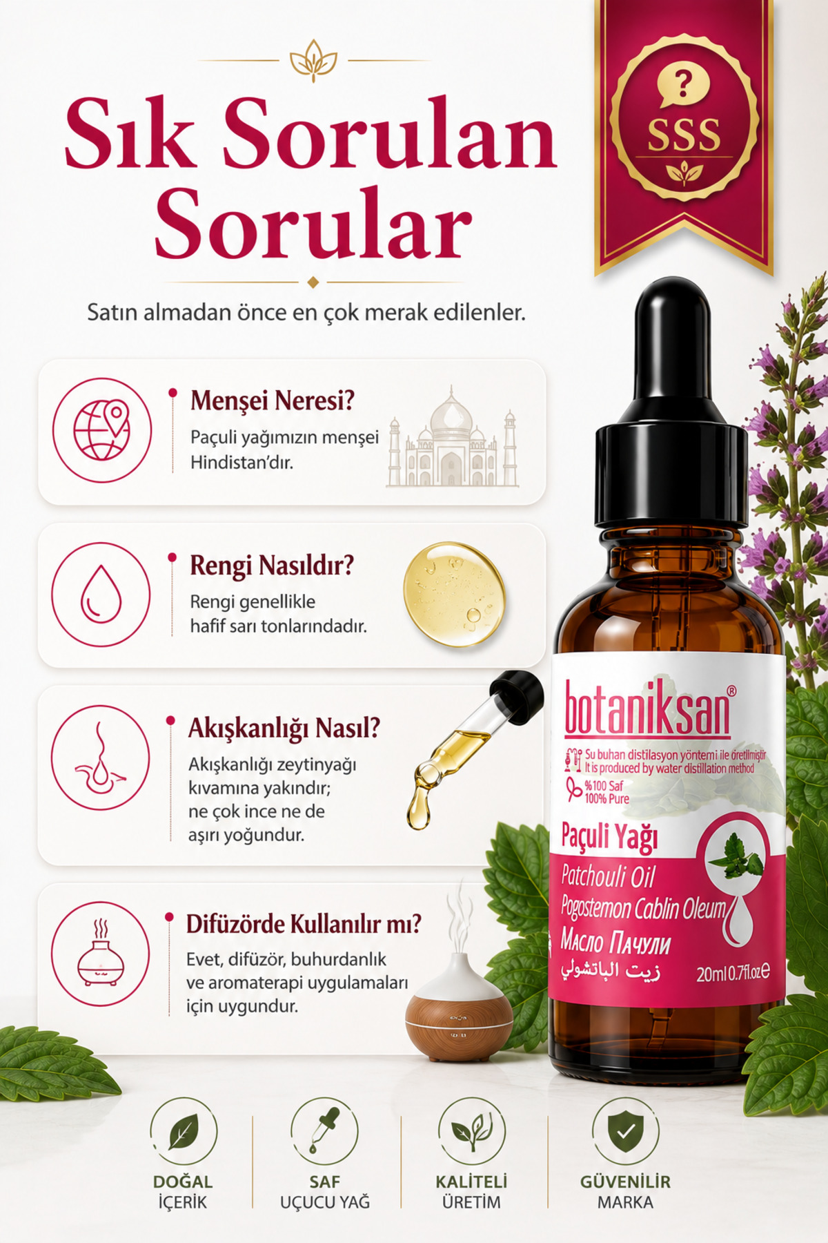 Paçuli Yağı 20 ml Distilasyon Saf Doğal Katkısız — PAÇULİ YAĞI 20ML — تصویر 7 از 8