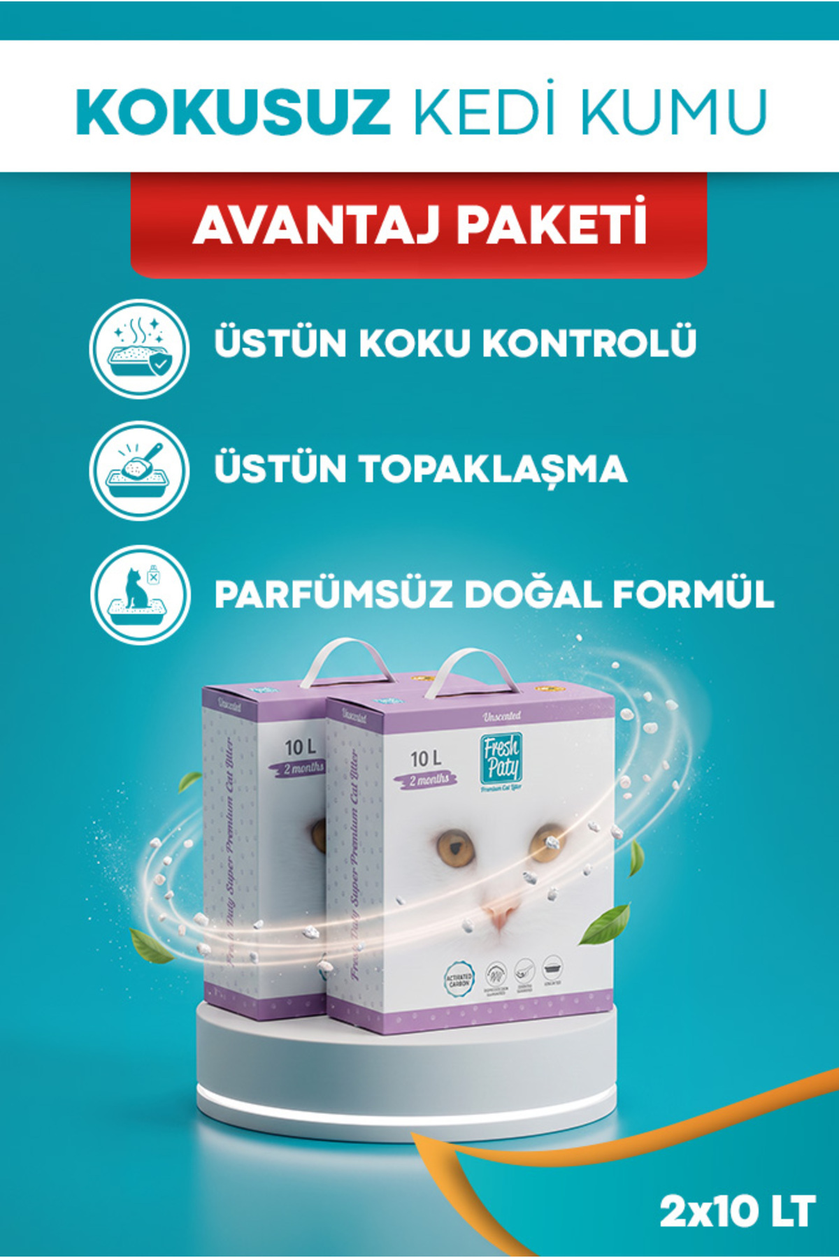 PERİTAS Fresh Paty Kedi Kumu Kokusuz 2x10 LT