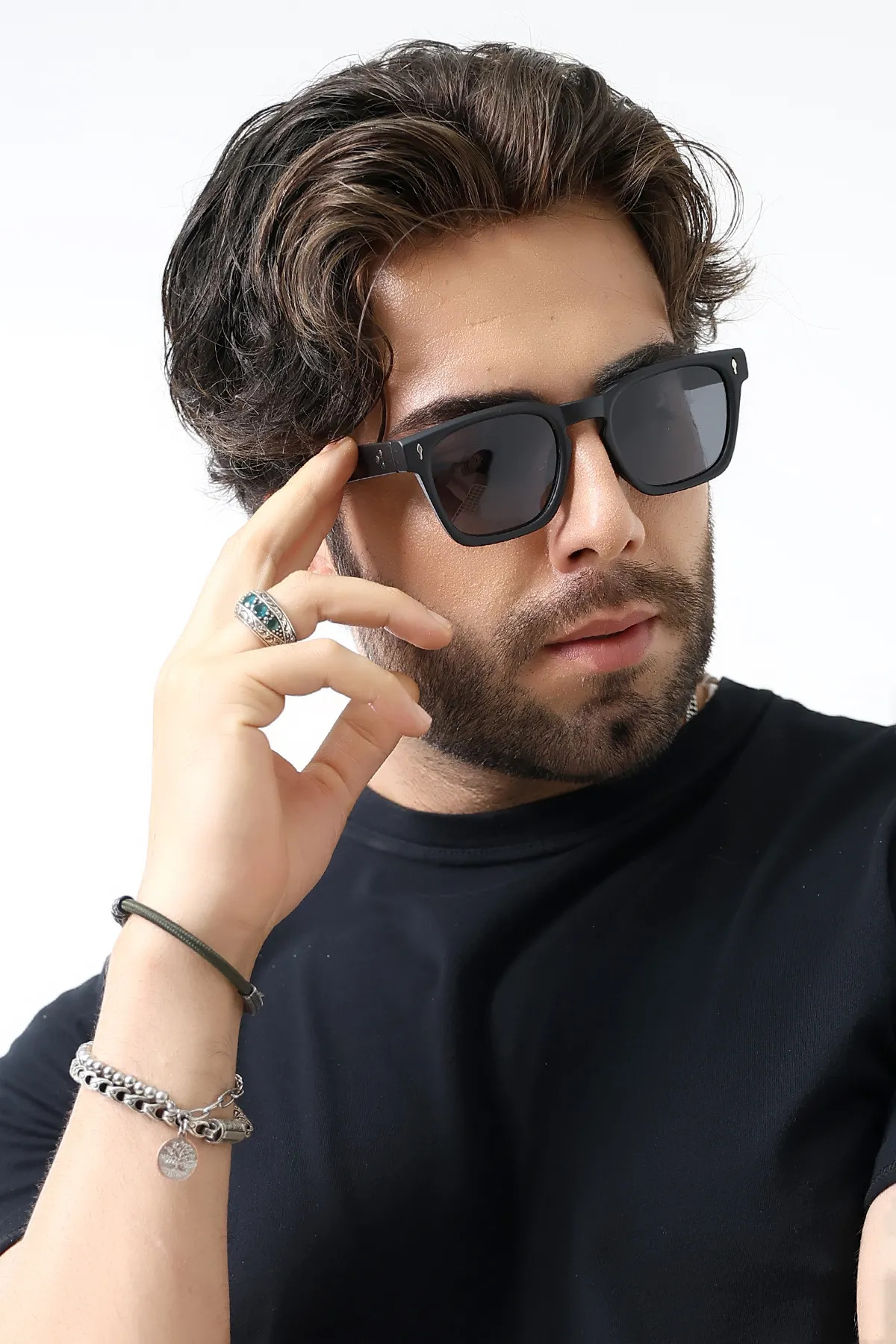 Lozzo Erkek Polarize Kare Mat Siyah Güneş Gözlüğü 23037 c2 p m görsel 5