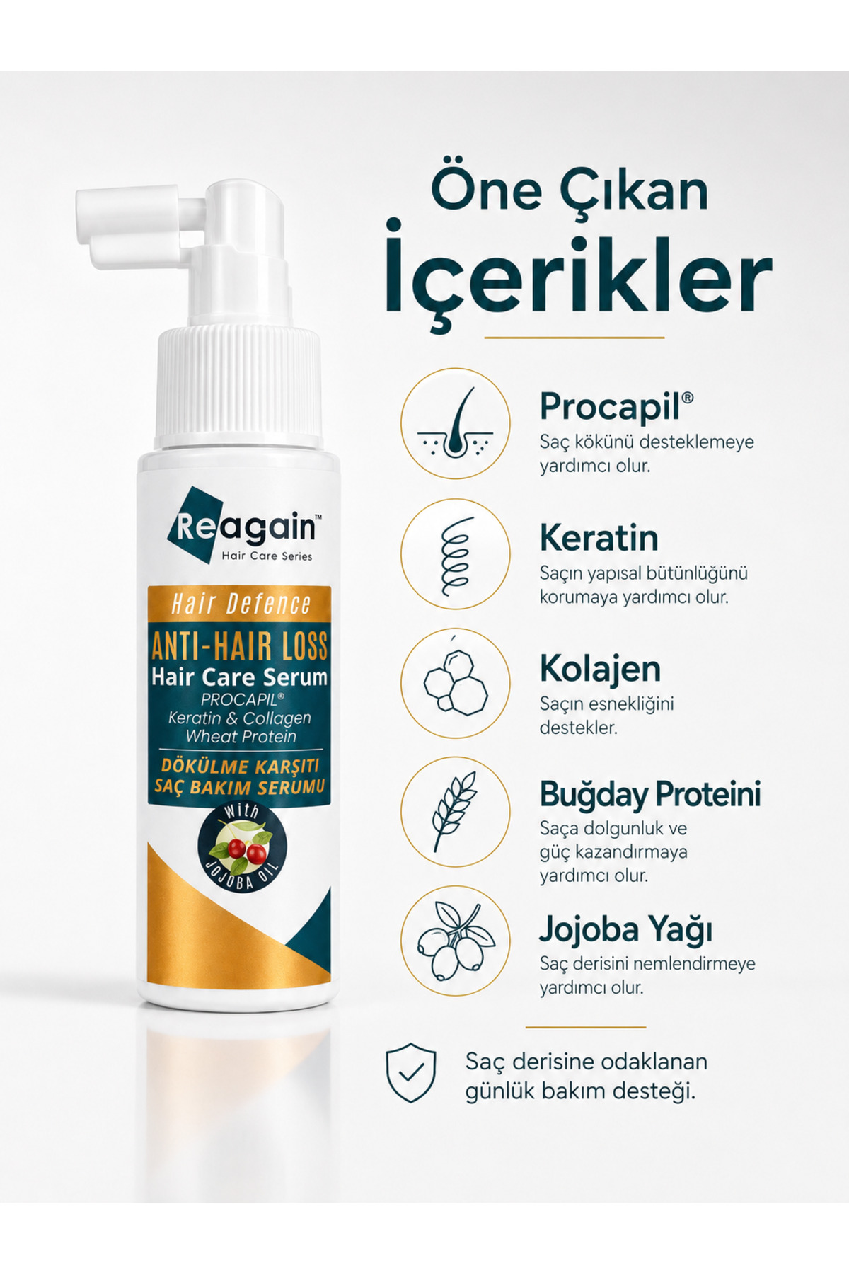 Procapil Kompleksli Güçlendirici Saç Derisi Bakım Serumu, Panthenol, Keratin ve Kolajen Destekli, 50 ml — KN0020 — تصویر 4 از 7