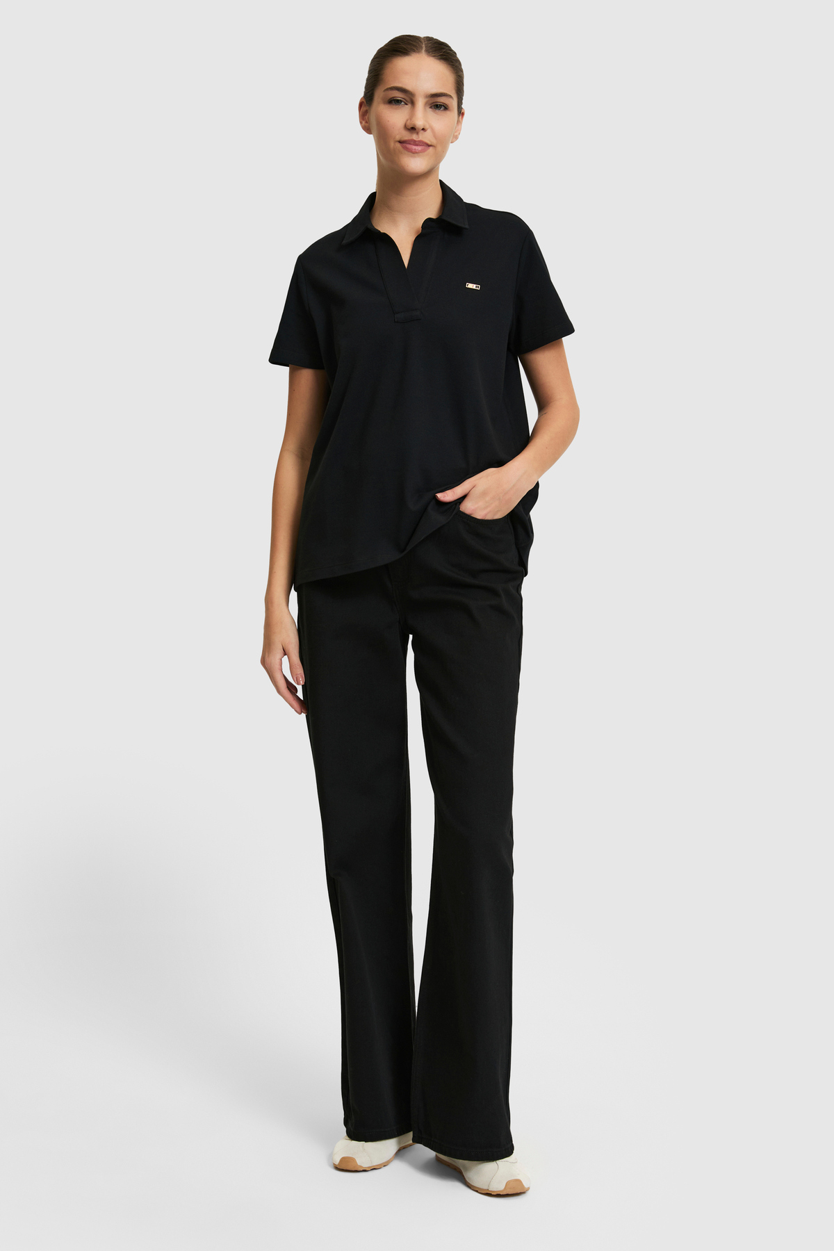 U.S. Polo Assn. Kadın Siyah Basic Tişört 50323447-VR046 görsel 4