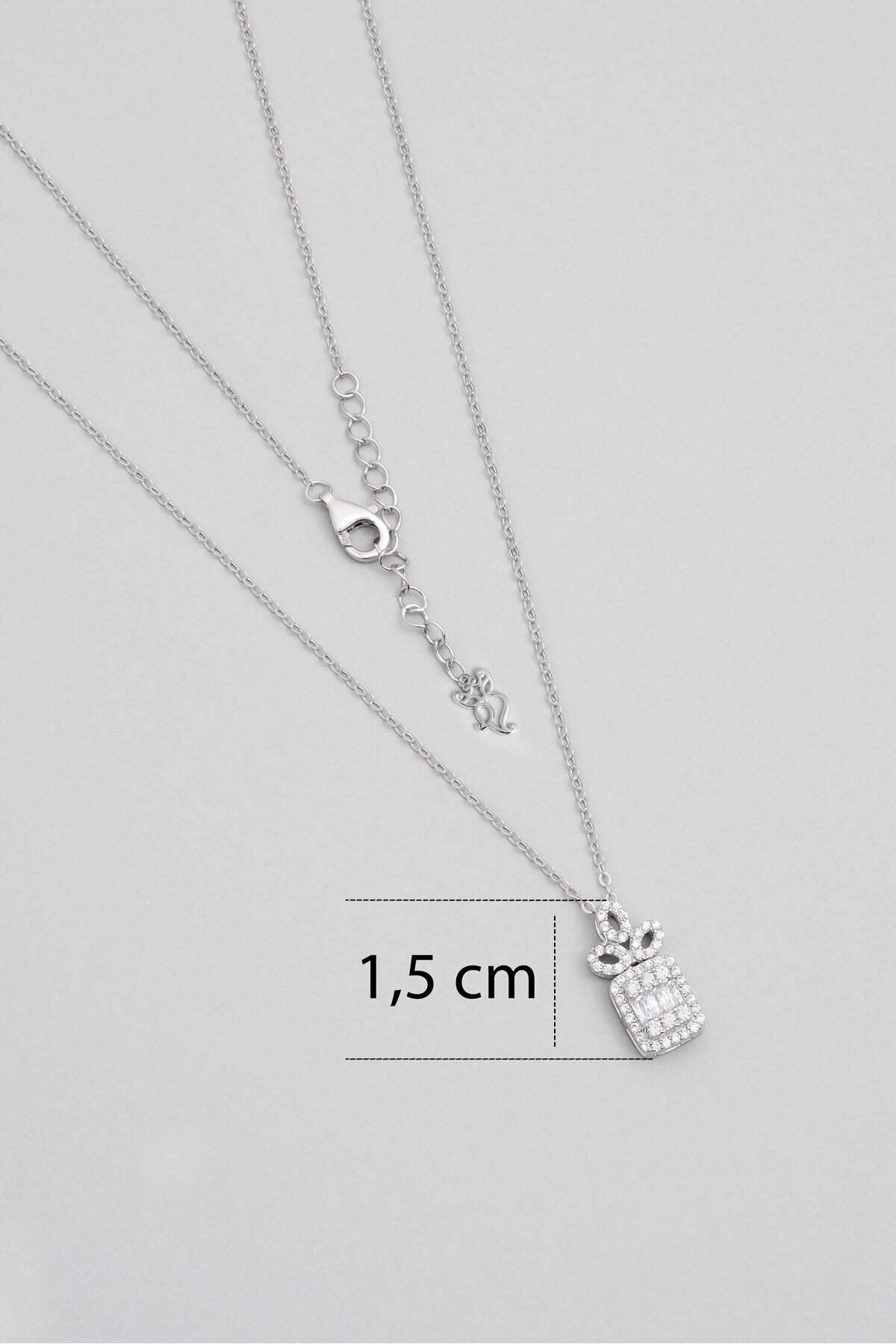 So CHIC... Baget Tasarım 18 Ayar Beyaz Altın Kaplama 45 Cm Gümüş Minimal Kolye görsel 3