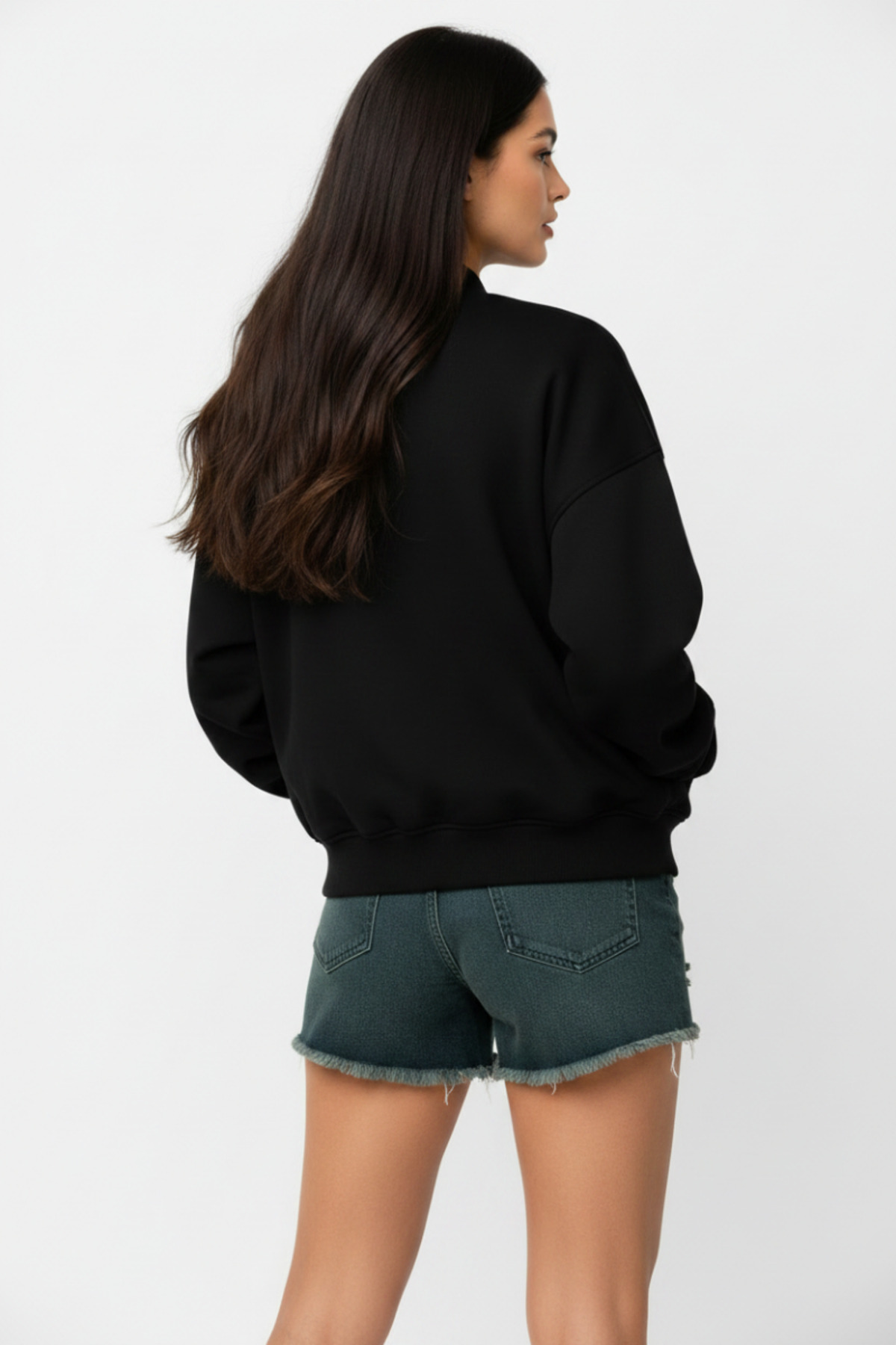 Runades Kadın Basic Oversize Fermuarlı Günlük Bomber Ceket görsel 3