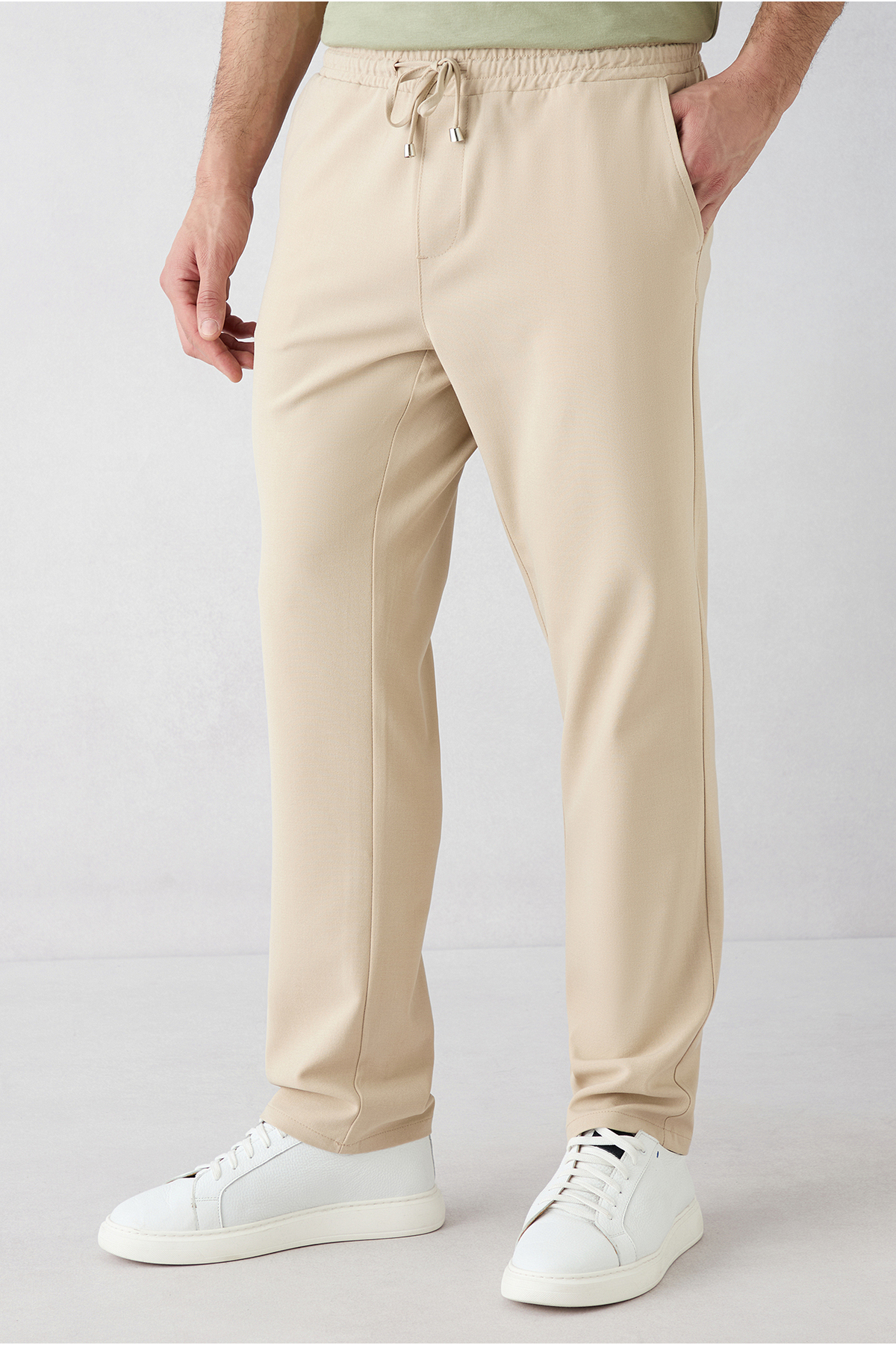 Regular Fit Standart Kesim Yandan Cep Beli Lastikli İpli Jogger Pantolon — بژ KY26310000088 — تصویر 2 از 6