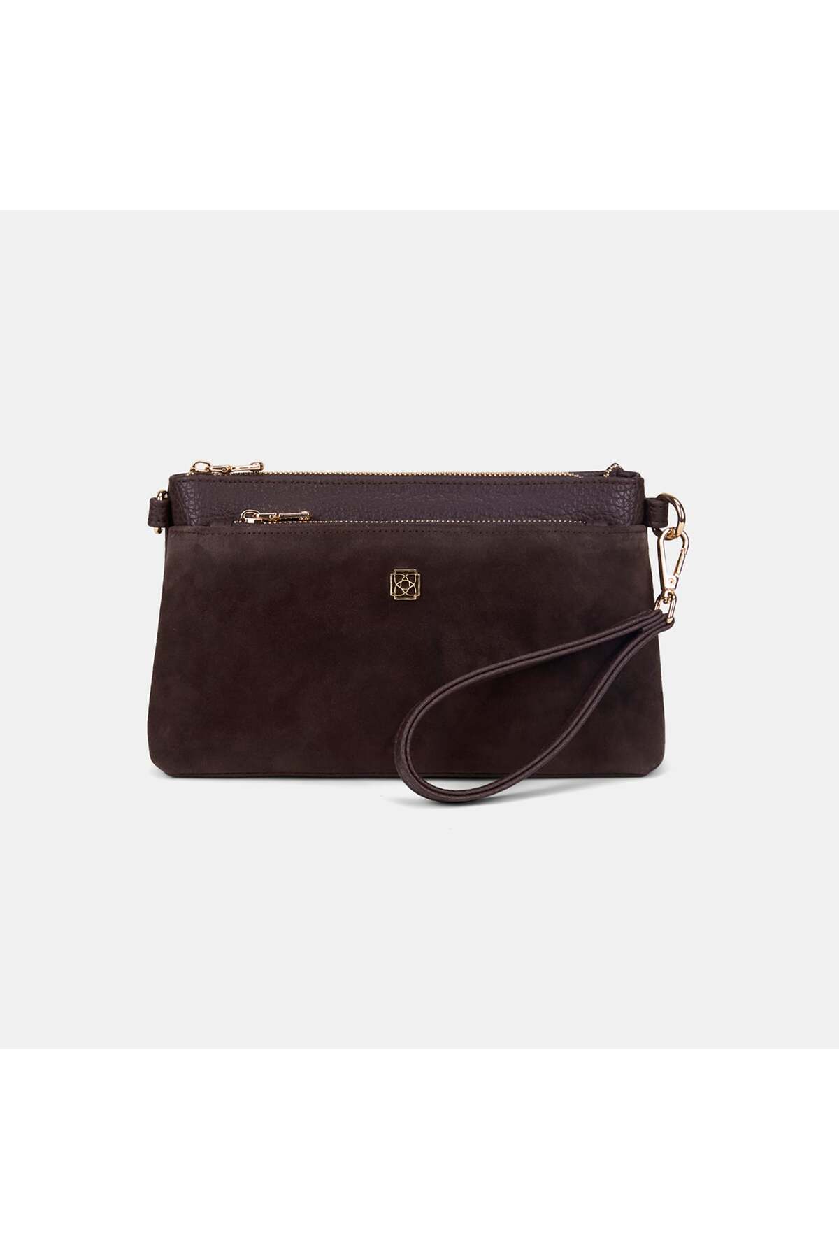 Women's Bitter Brown Suede Textured Shoulder Strap Handbag