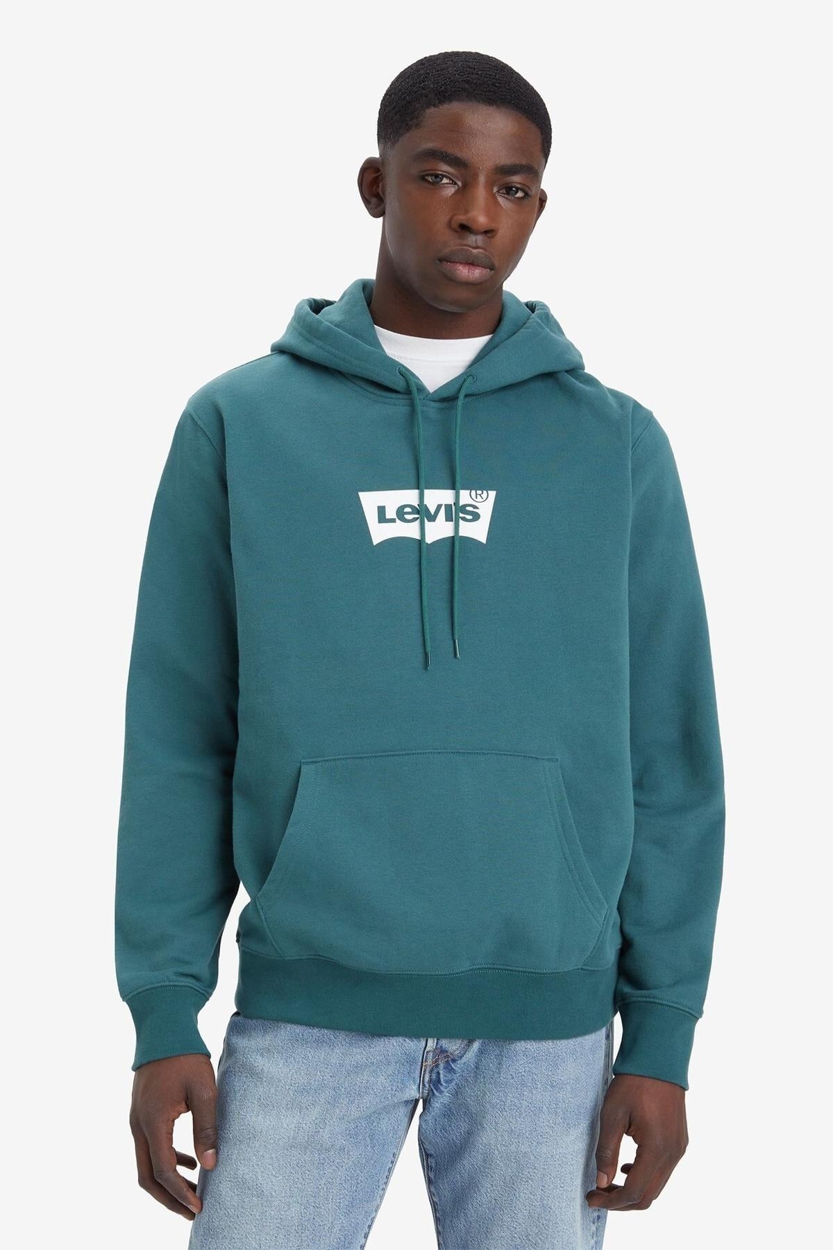 سویشرت مردانه کلاه‌دار نخی سبز A2410-0009 لیوایز سویشرت Levi's