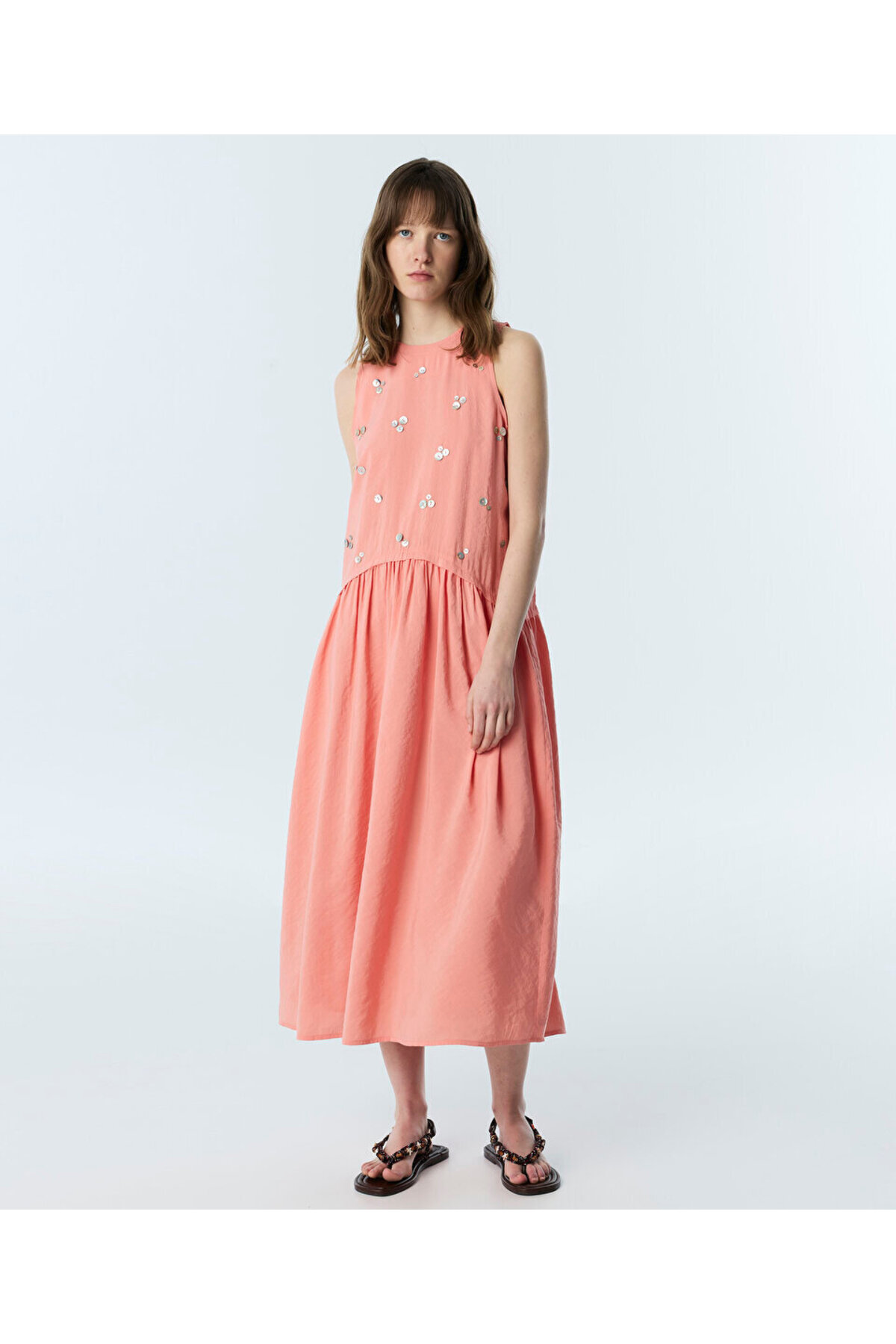 Twist Button Accent Li Dress