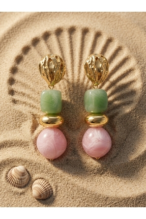 ZERA STEEL JEWELRY Renkli Doğal Taş ve Şık Küpe