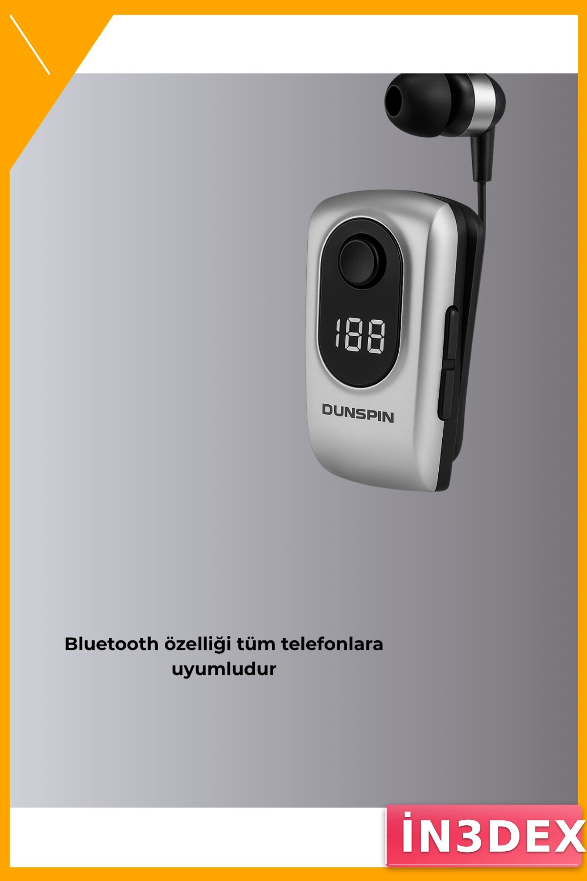 Klipsli Bluetooth Kulaklık Titreşimli Dijital Göstergeli 140mAh