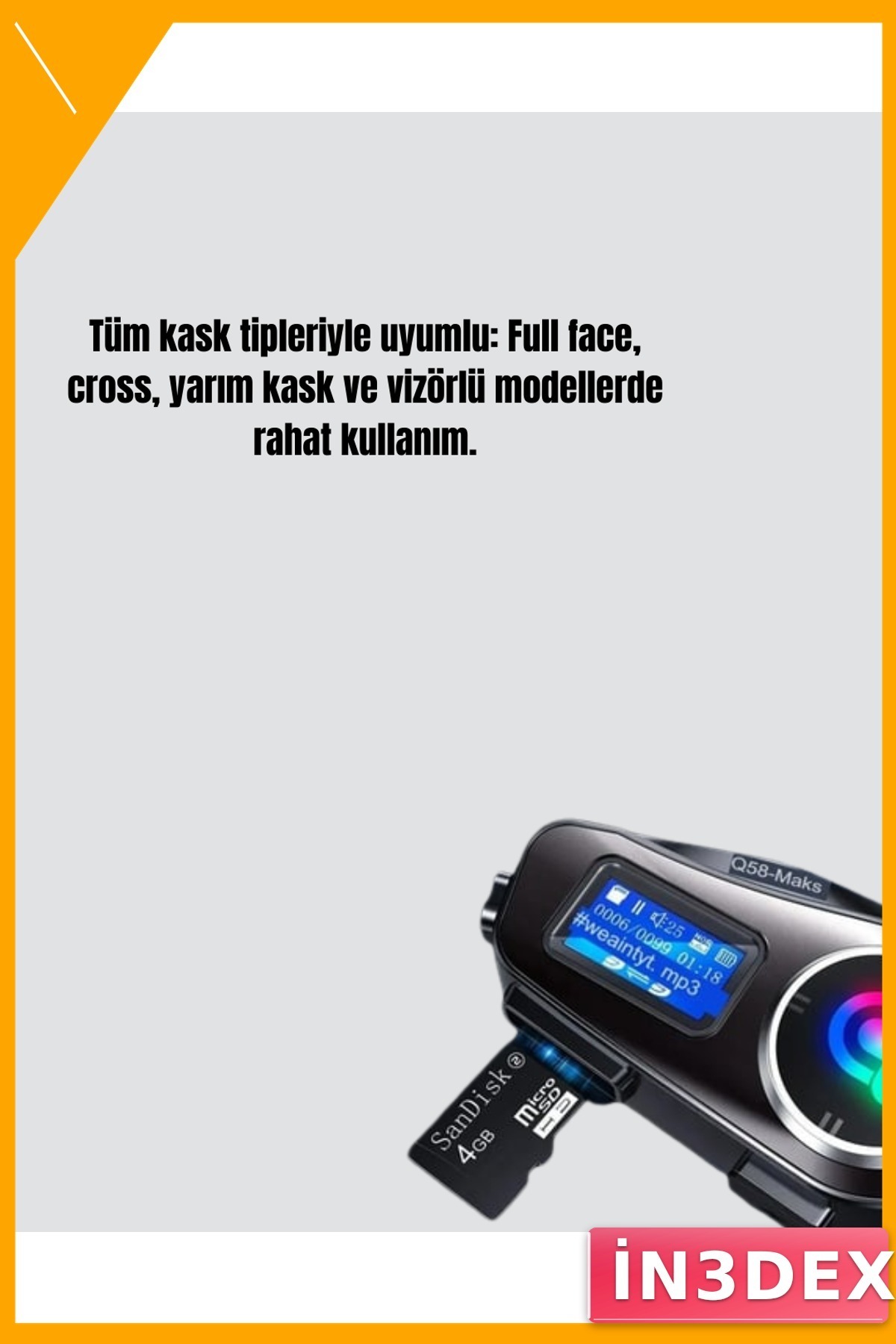 Bluetooth 5.3 Kask İçi İletişim Kulaklığı IP65 Su Geçirmez 1000mAh