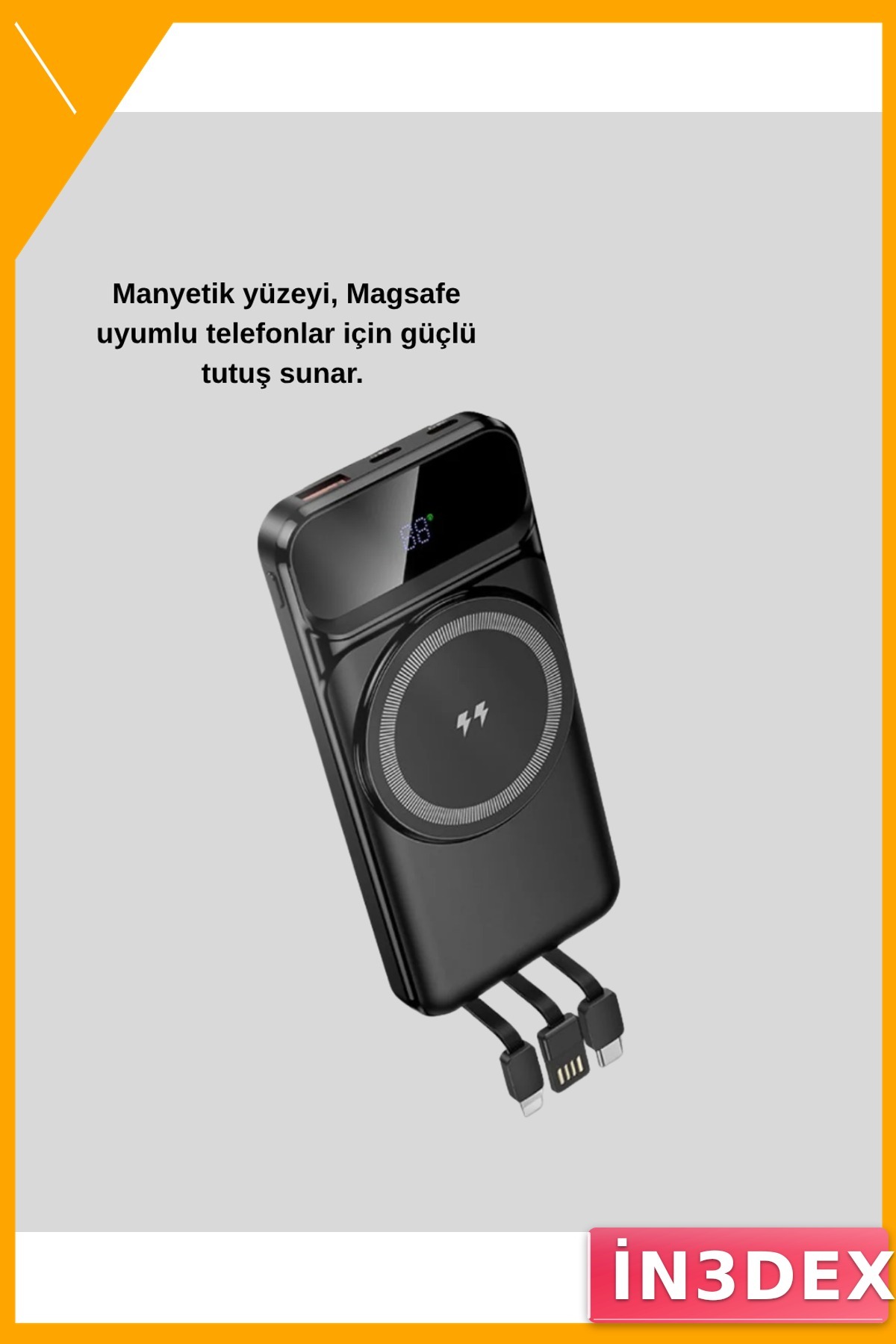 10000mAh Kablosuz 15W Hızlı Şarj Powerbank Taşınabilir