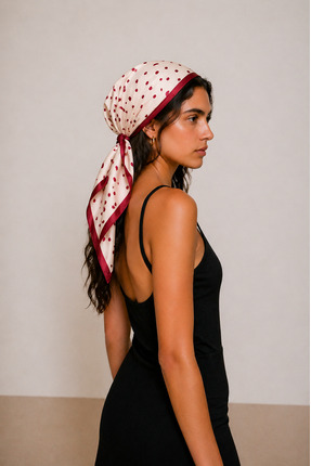 nazzain Kırmızı Puantiyeli Fular Bandana