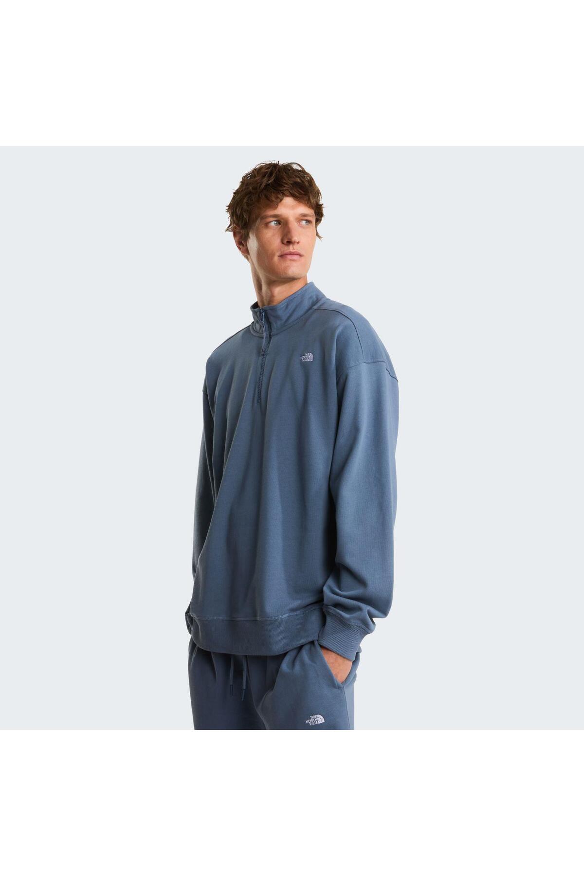 THE NORTH FACE U ESSENTIAL LIGHT RELAXED 1/4 ZIP CREW Unisex Sweatshirt NF0A8GQF0U31 Gri-M görsel 2