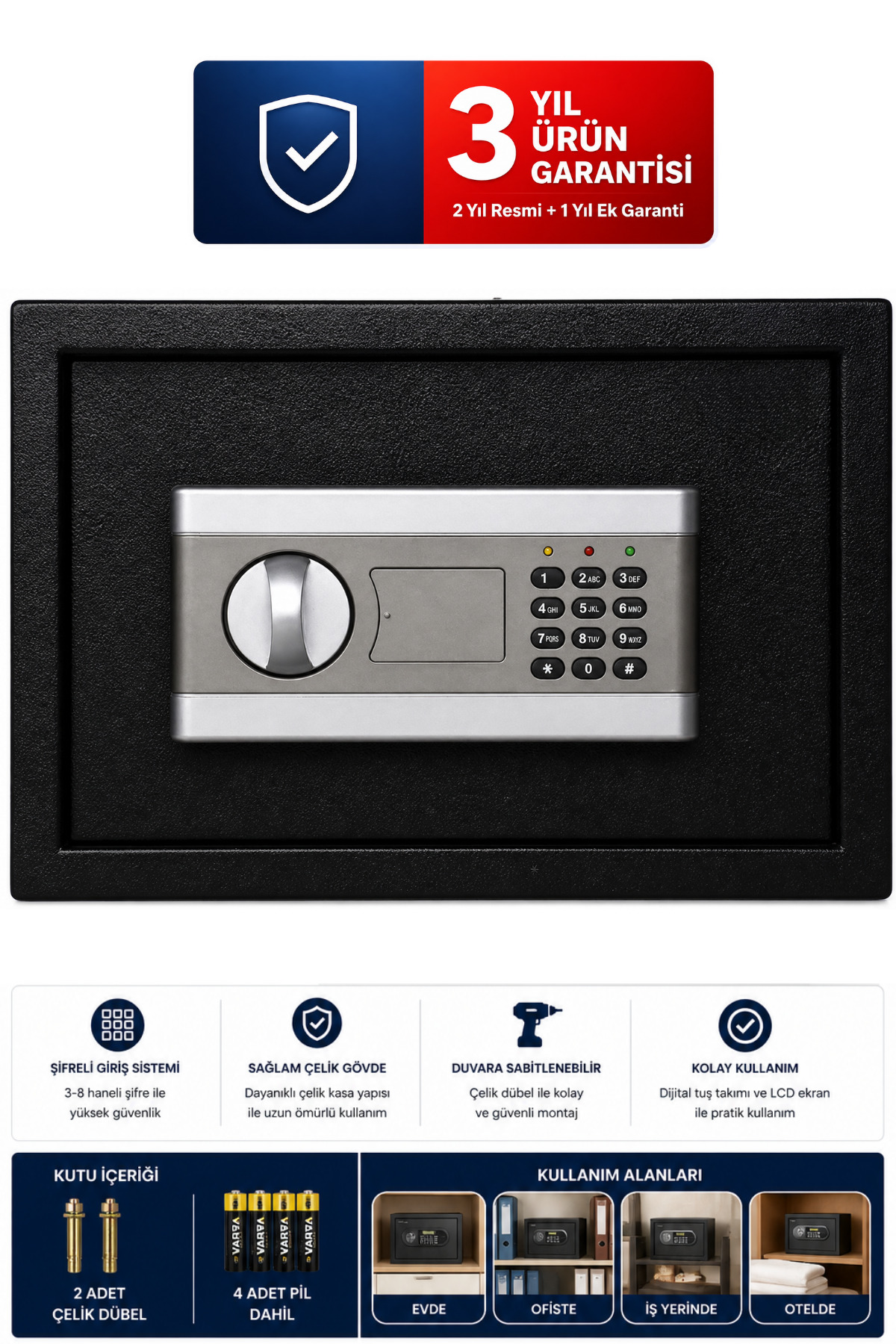 Steel Electronic Password Keyed Keyed Cash Safe Wardrobe Wardrobe Home-Business-Office-Hotel Type BF801-S