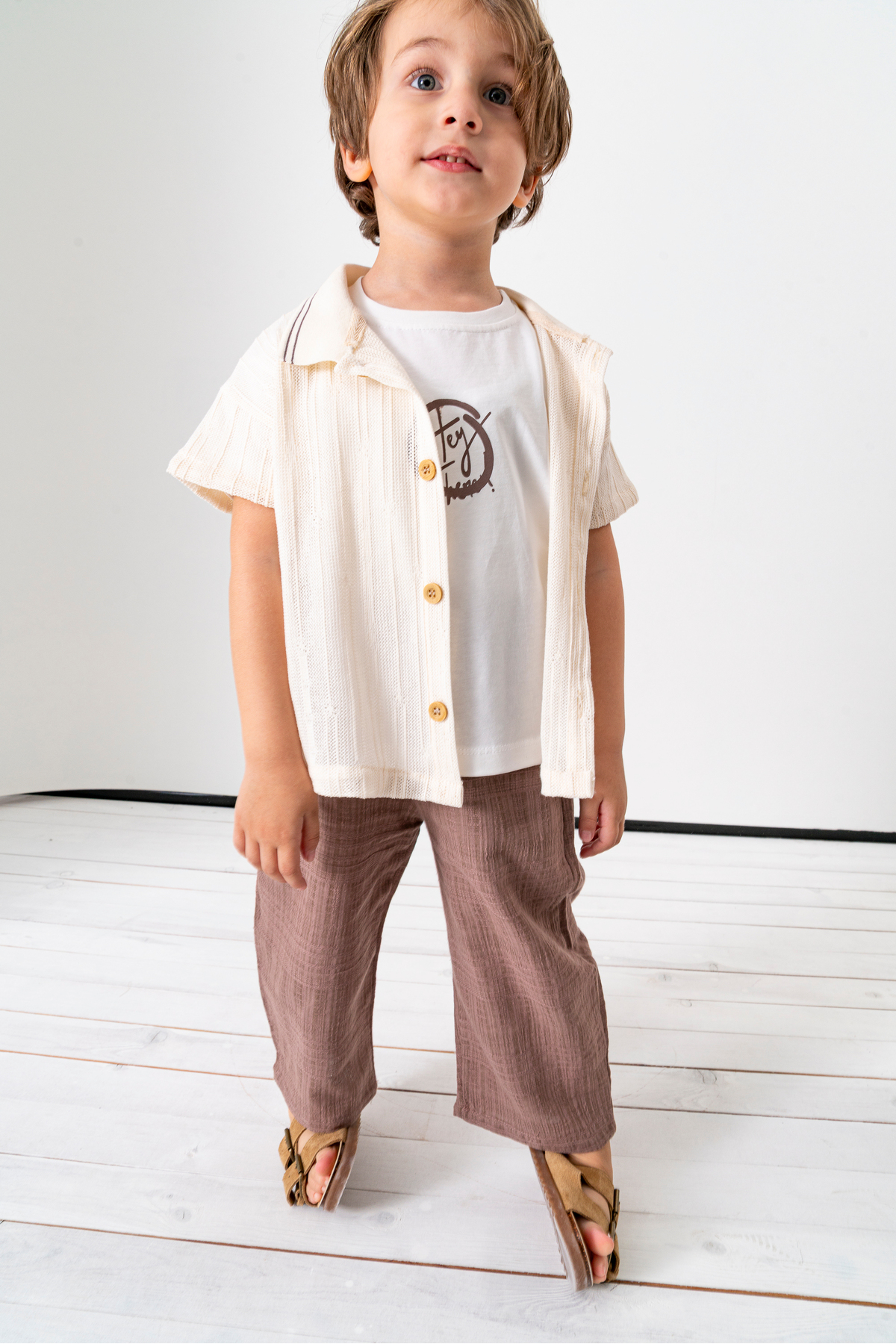 Boys Knitwear 3-Piece Summer Set with Knitted Shirt