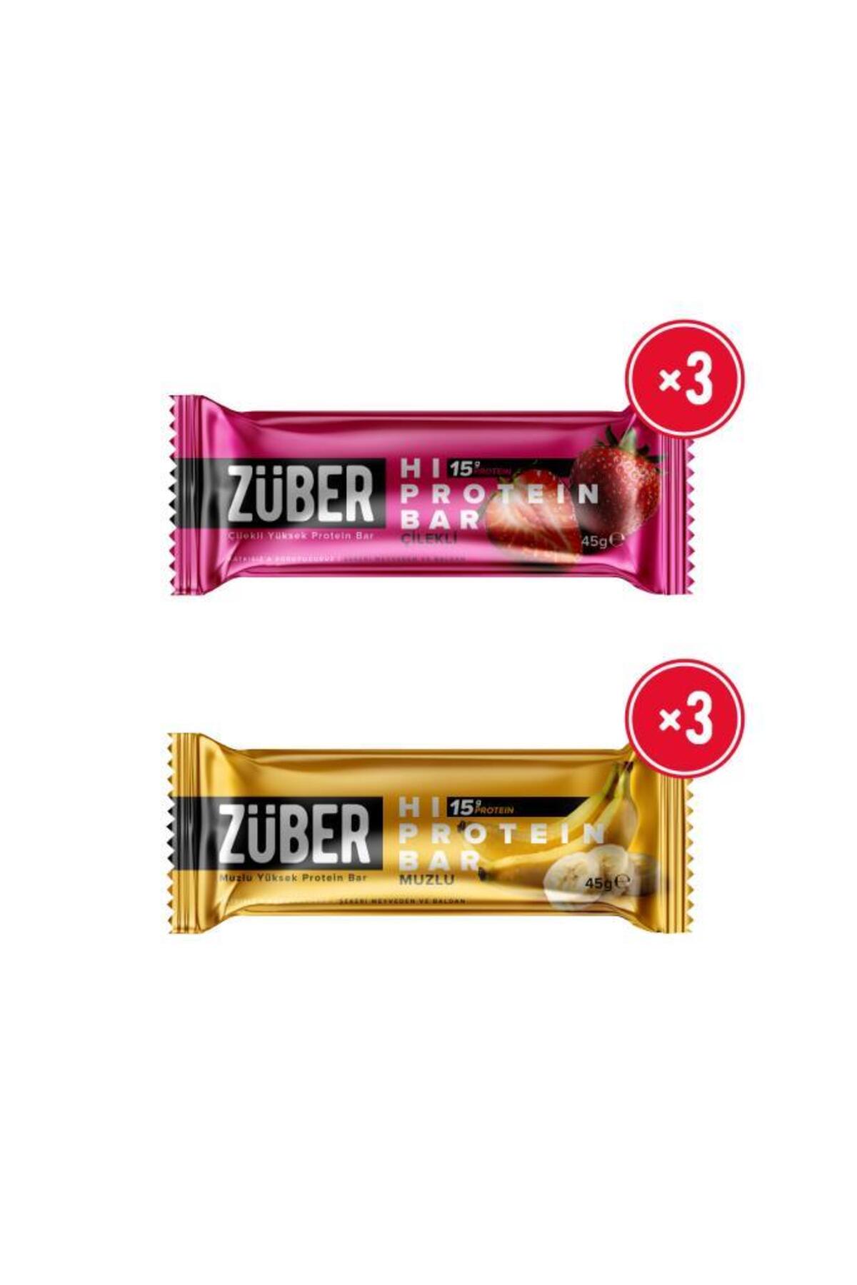 Züber Hi Protein Bar Yeni Deneme Paketi 45g x 6 Adet (Çilekli, Muzlu) - Fiyatı, Yorumları
