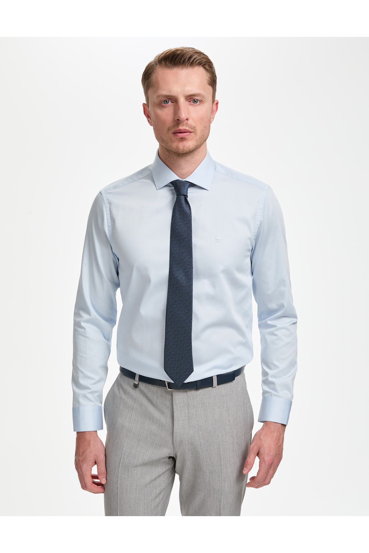 Pierre Cardin Light Blue Italian Collar Slim Fit Basic Shirt 50325328-Vr003
