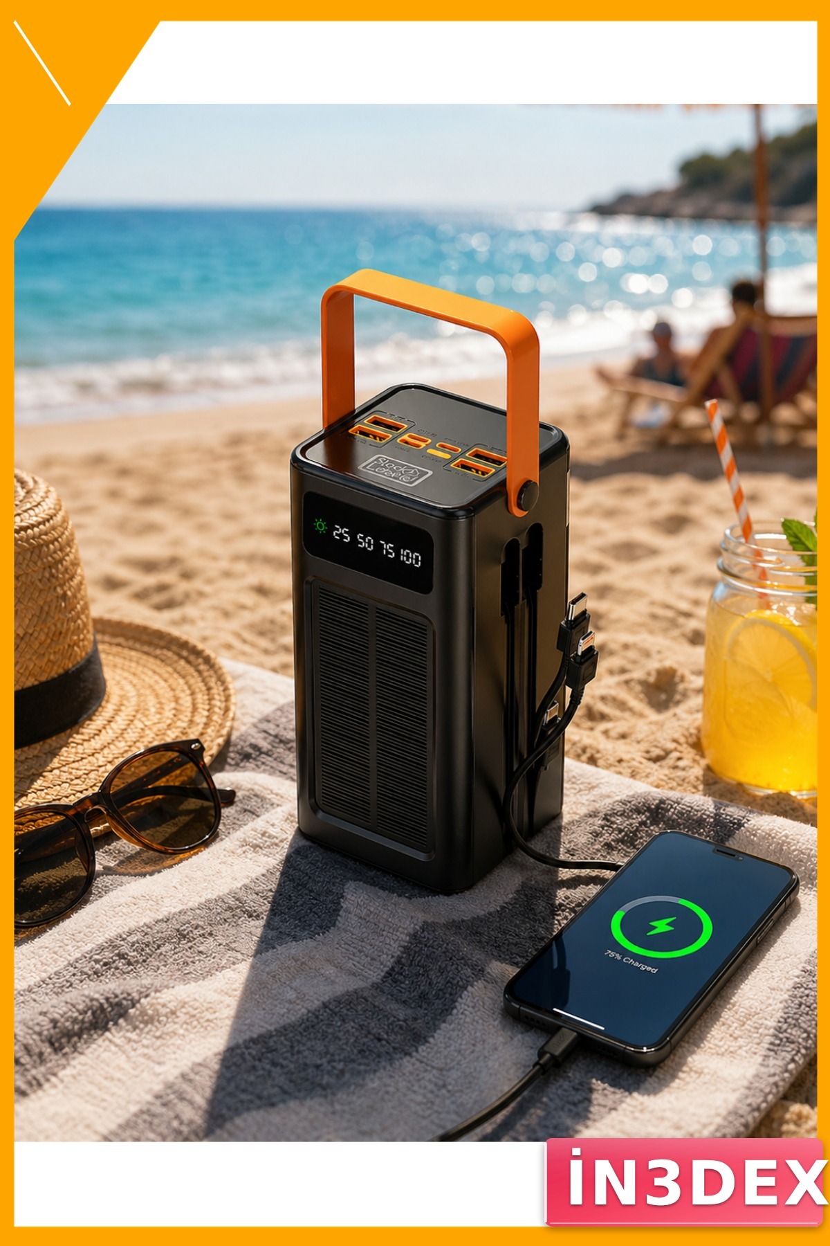 Güneş Enerjili Powerbank 80000mAh Taşınabilir Şarj Cihazı