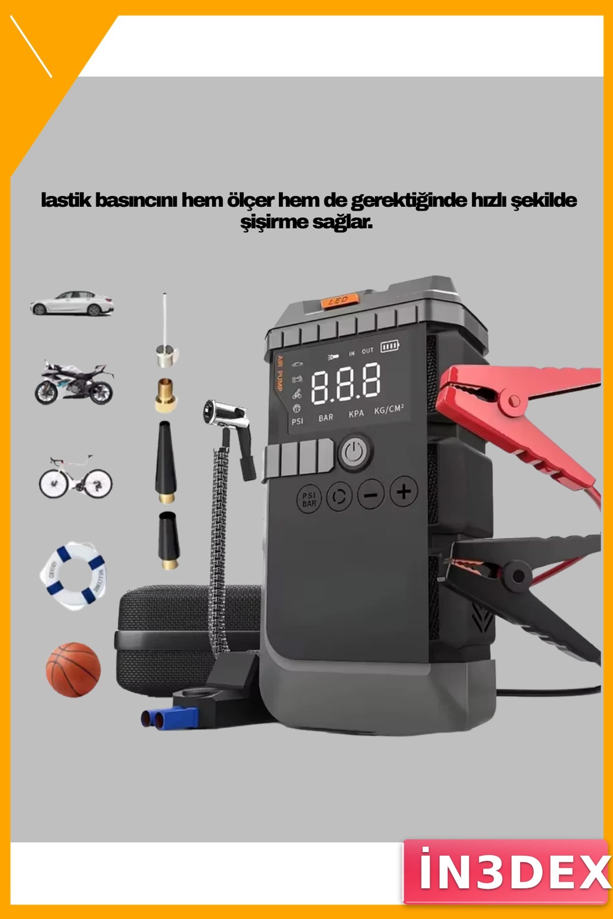Işıklı Akü Takviye Cihazı Powerbank Hava Kompresörü
