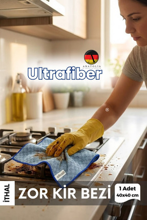 Ellesill İthal Ultrafiber Zor Kir Bezi ve Ovma Bezi Mavi Renk Bez 40x40 cm - ...