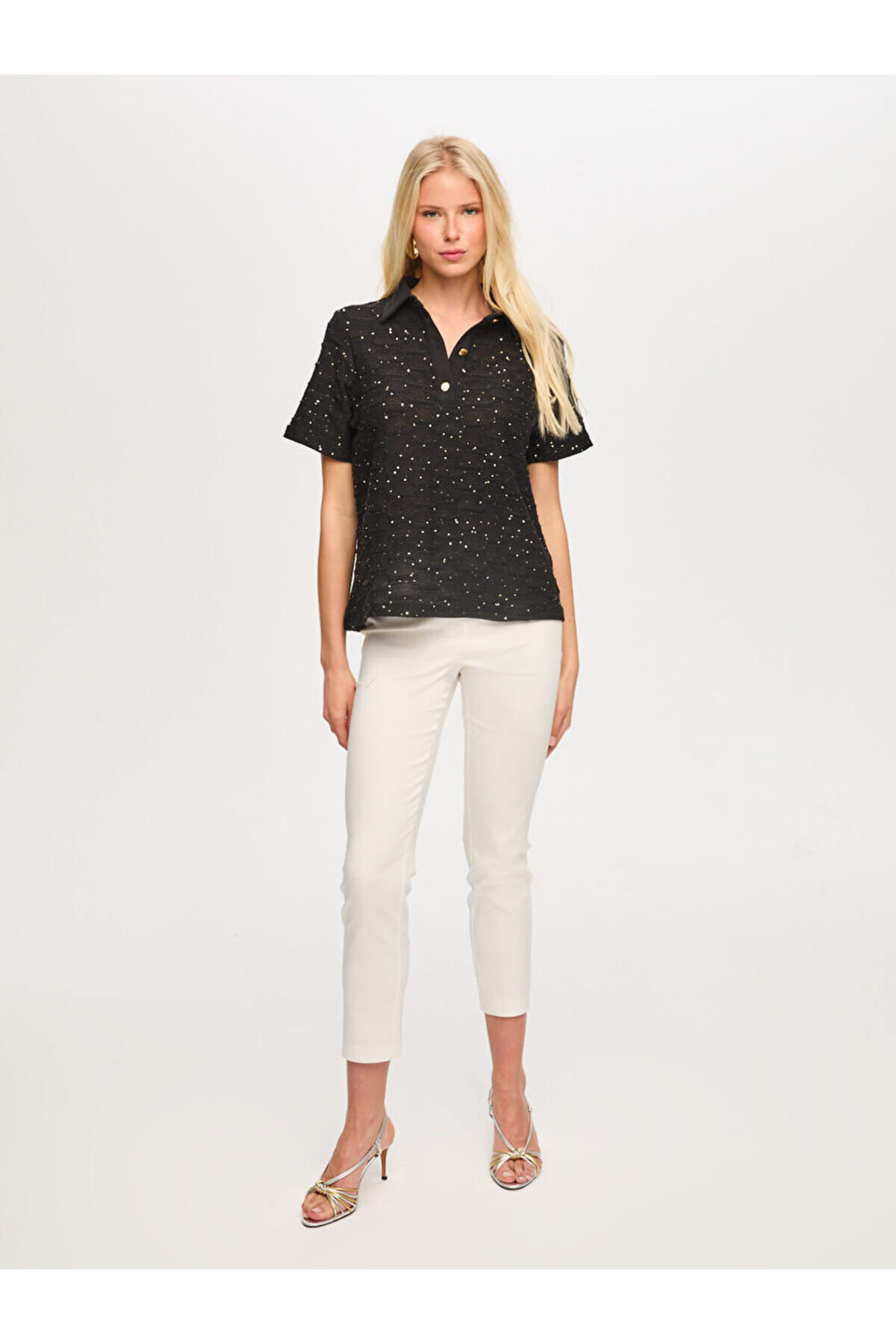 Polo Sequined Knitted Blouse S26BLZ015
