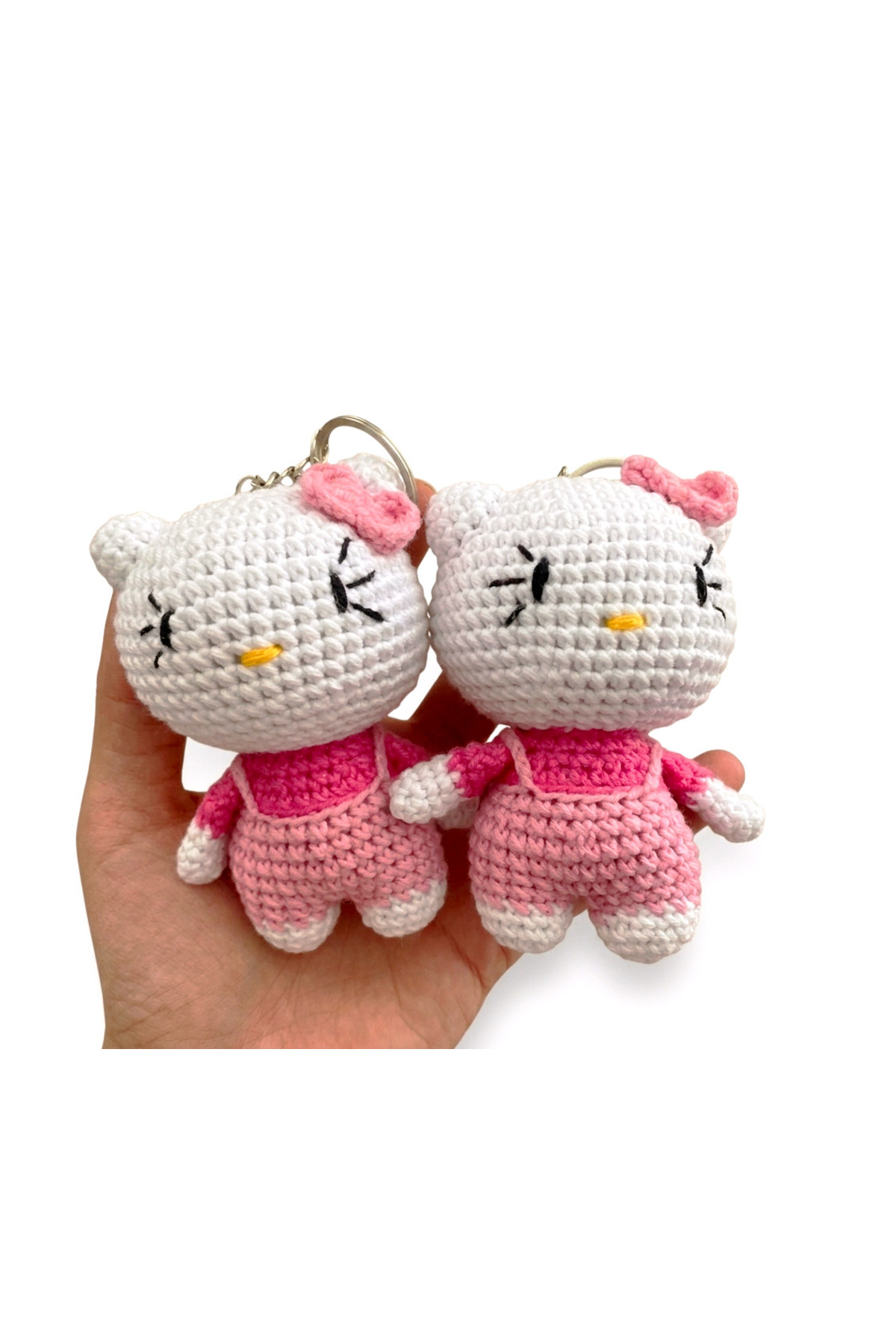 MİNOHOUSE Amigurumi Hello Kitty Pembe Anahtarlık Organik Oyuncak