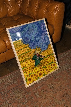 TabloRosa Ahşap Çerçeveli Modern Dekoratif Poster Tablo – Gogh | Sürreal Kole...