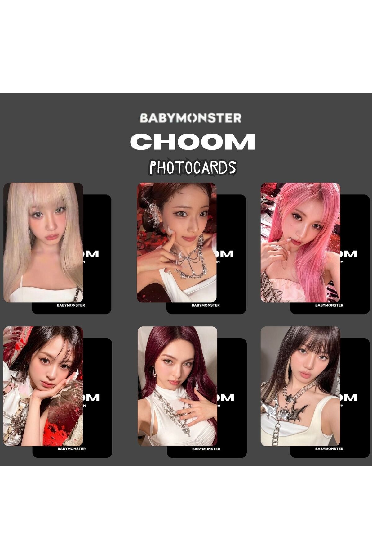 Kpop Dünyasi BABYMONSTER '' Choom '' Jewel B Ver. Photocards Set