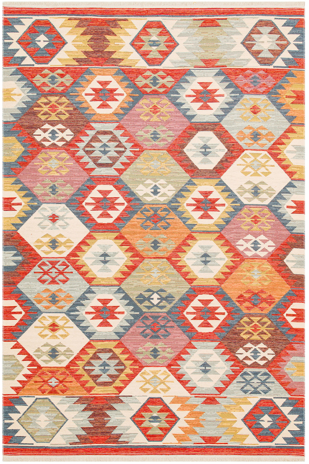 Beykoz Colorful Bohemian Anatolian Pattern Machine Washable Robot Vacuum Cleaner Slim Summer Chenille Rug