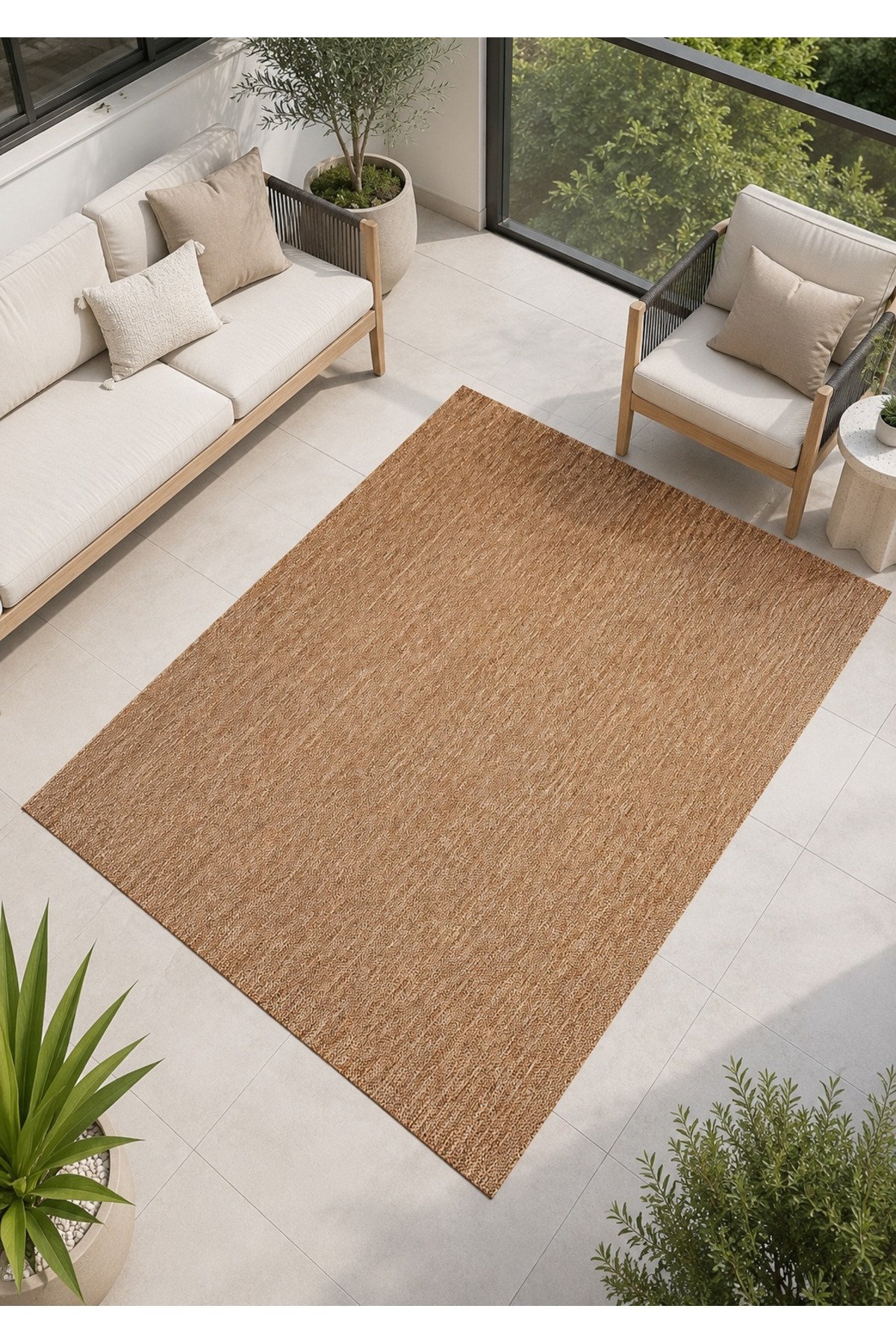 Liora Light Coffee Wicker Jute Anti-Slip Floor Carpet Sisal Rug Washable Balcony Carpet 1921