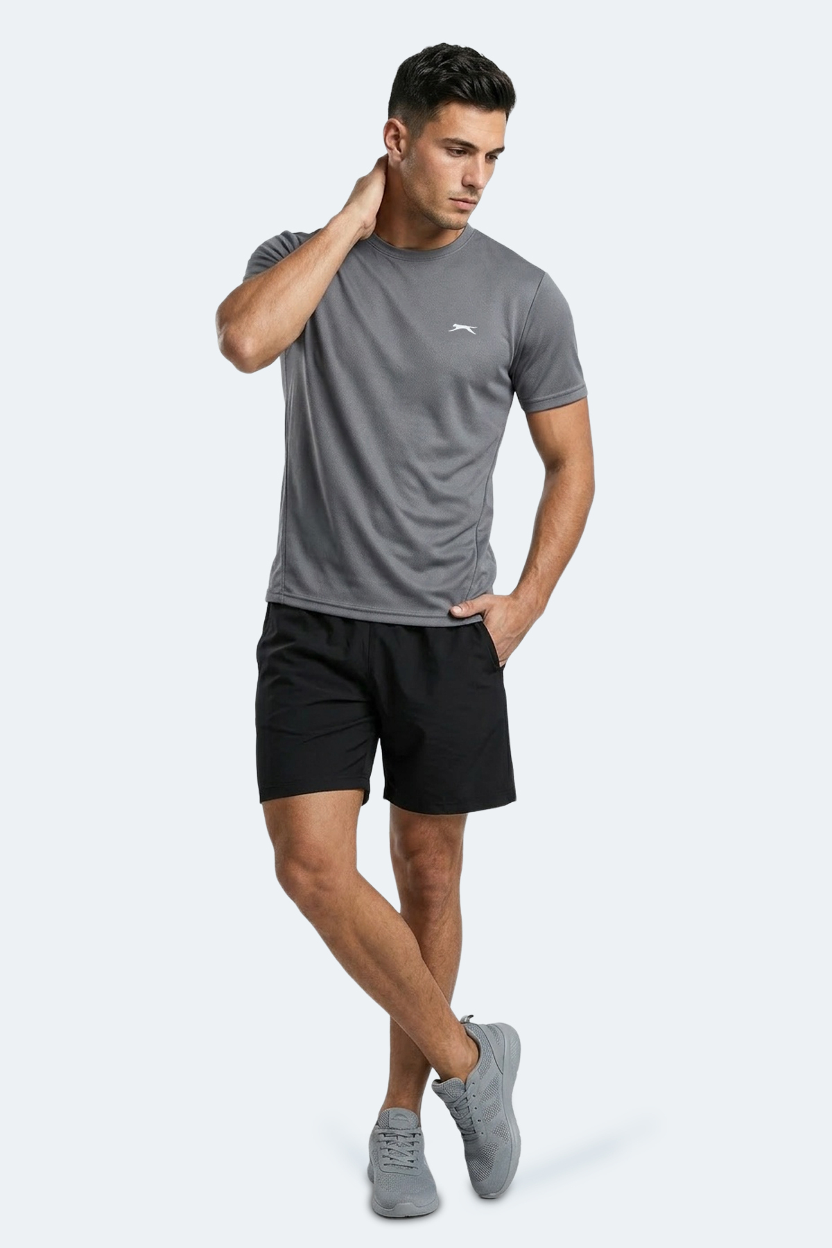 Slazenger HAUNTED I Erkek Koyu Gri Tişört görsel 7