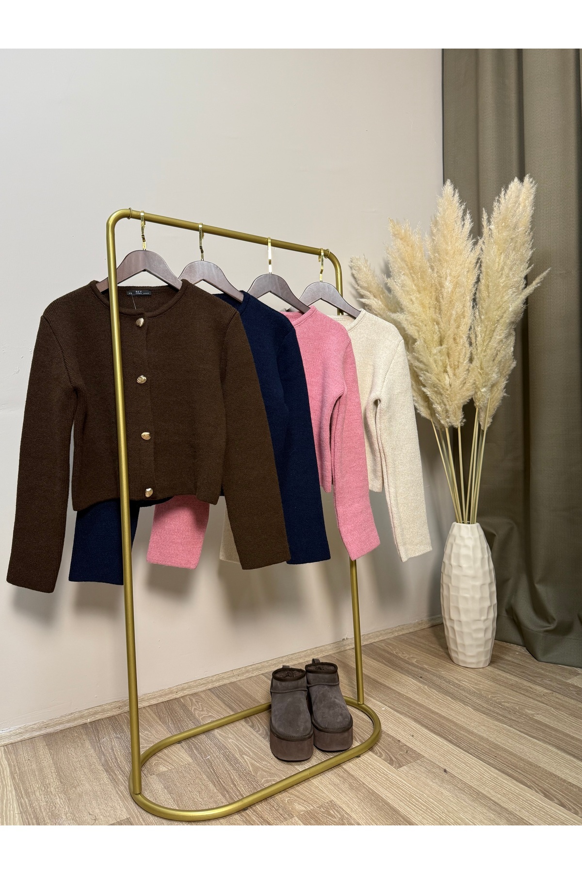 Vizon Collection Kahverengi Deniz Kabuğu Düğme Detaylı Hırka görsel 3