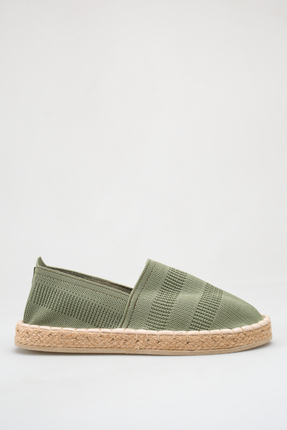 Ayakkabı Delisiyim Unisex Kadın Erkek Haki Yeşil Espadril Esnek Triko Nefes A...