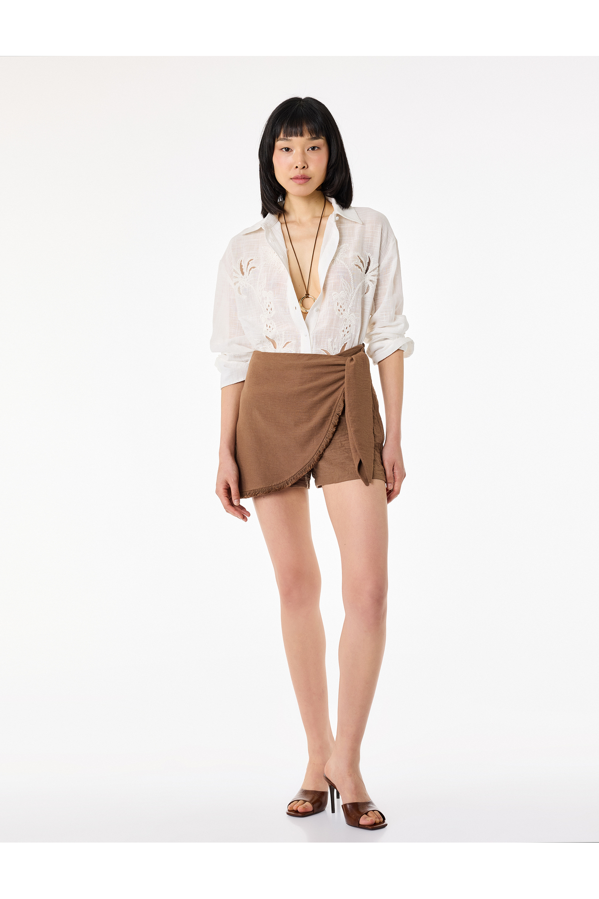 Koton Regular Fit Buttoned Long Sleeve Floral Embroidered Shirt