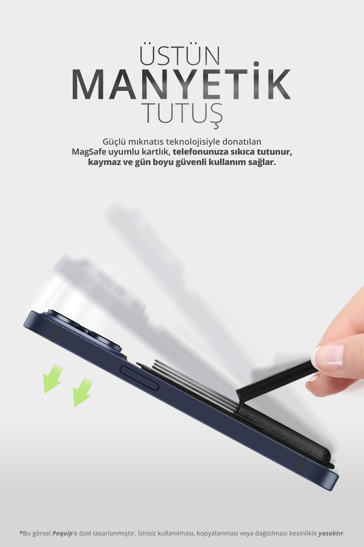 Pequip Magsafe Deri Kartlık Kılıf iPhone 12 13 14 15 16 17 Plus Pro Max Uyumlu Manyetik Standlı Pop-Up 3 Hazneli görsel 4