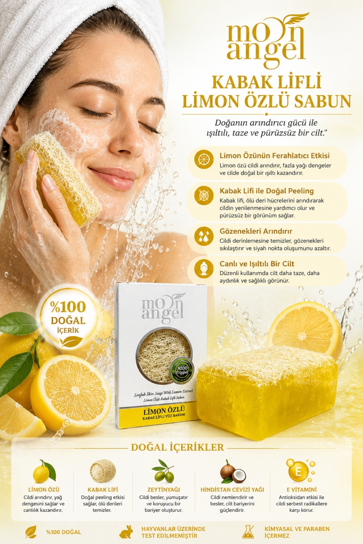 Kabak Lifli Sabun Limon Özlü Karşıtı Cilt Bakım Sabunu — görsel 2
