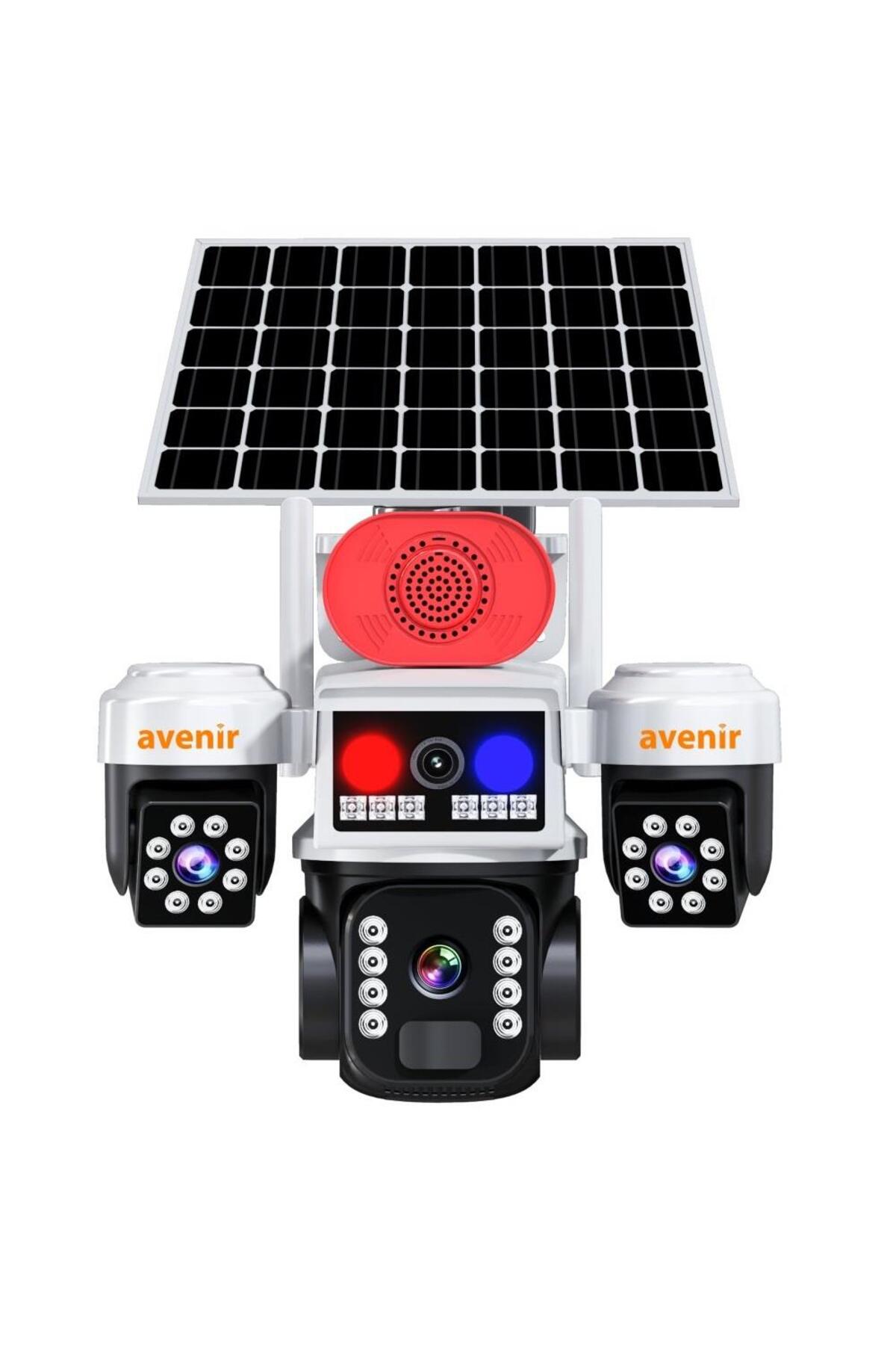 Avenir AV-S264W Beyaz 3 Kameralı 6MP Güneş Panelli Solar Wifi PTZ