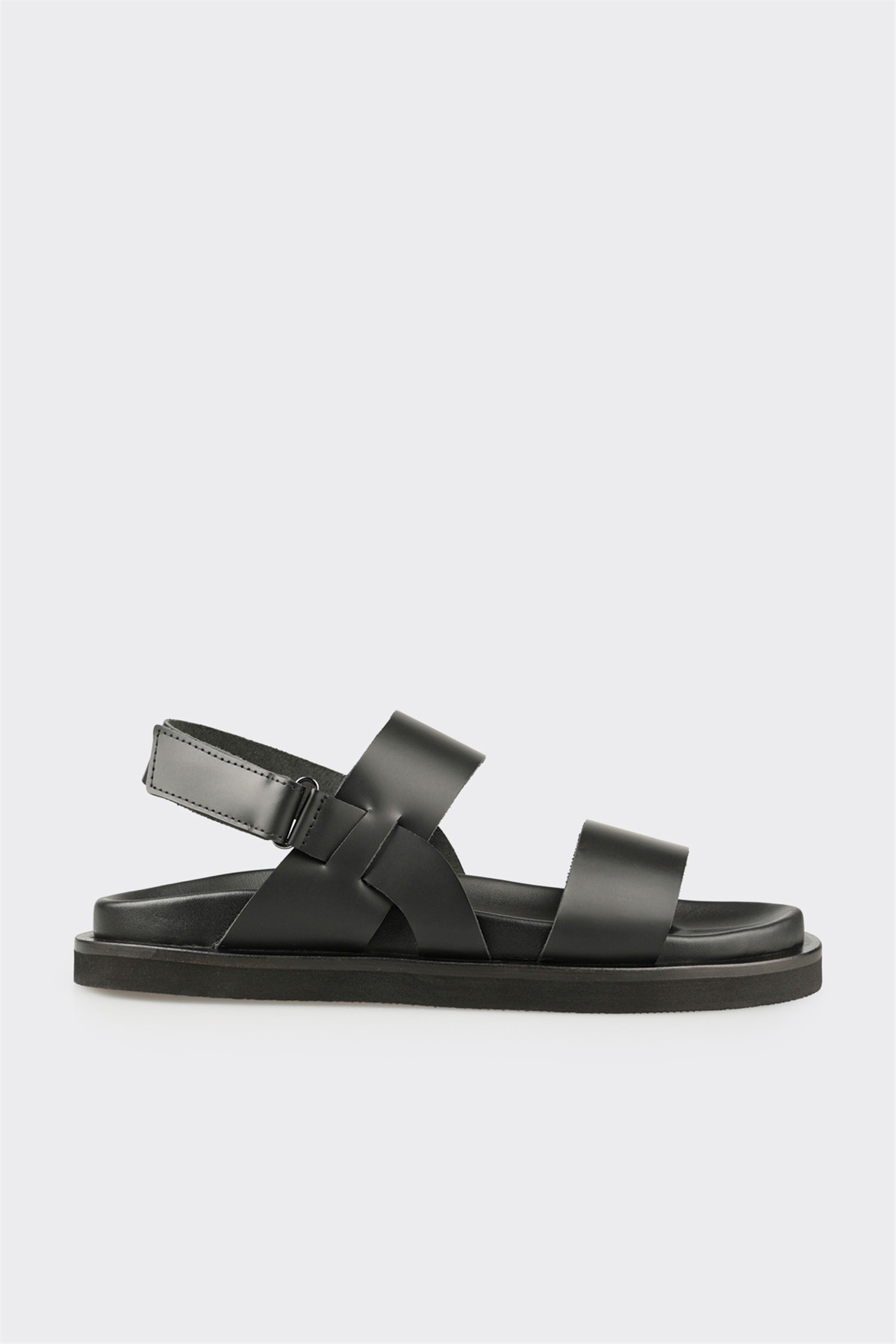Elle Shoes Siyah Deri Erkek Sandalet