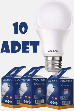 Voltek 9W E27 Duy Beyaz Işık Led Ampul 6500K 10'lu Paket